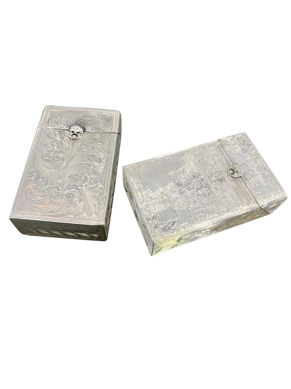 Set of two Sterling Silver Cigarette Cases 19th and 20 Century, Mario Buccellat In Fair Condition For Sale In North Miami, FL