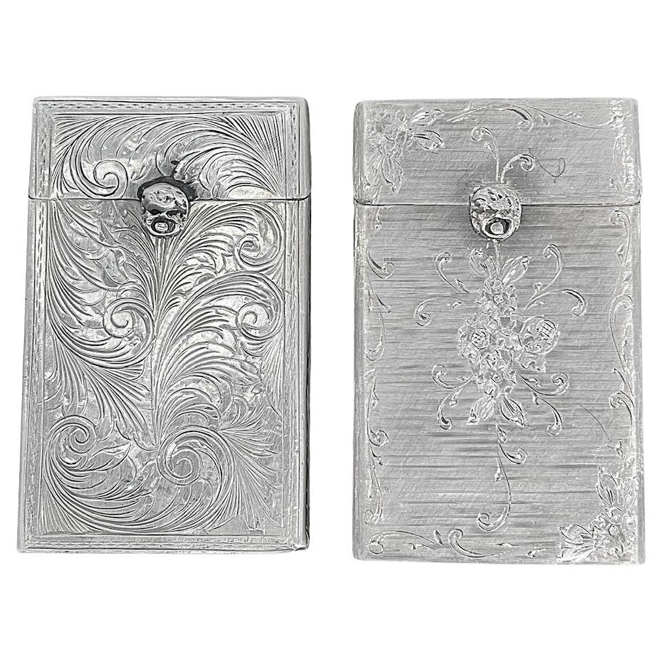 Set of two Sterling Silver Cigarette Cases 19th and 20 Century, Mario Buccellat For Sale