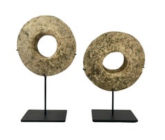 Set Of Two Stone Disc Sculptures, Indonesia, 1920s
