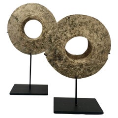 Set Of Two Stone Disc Sculptures, Indonesia, 1920s