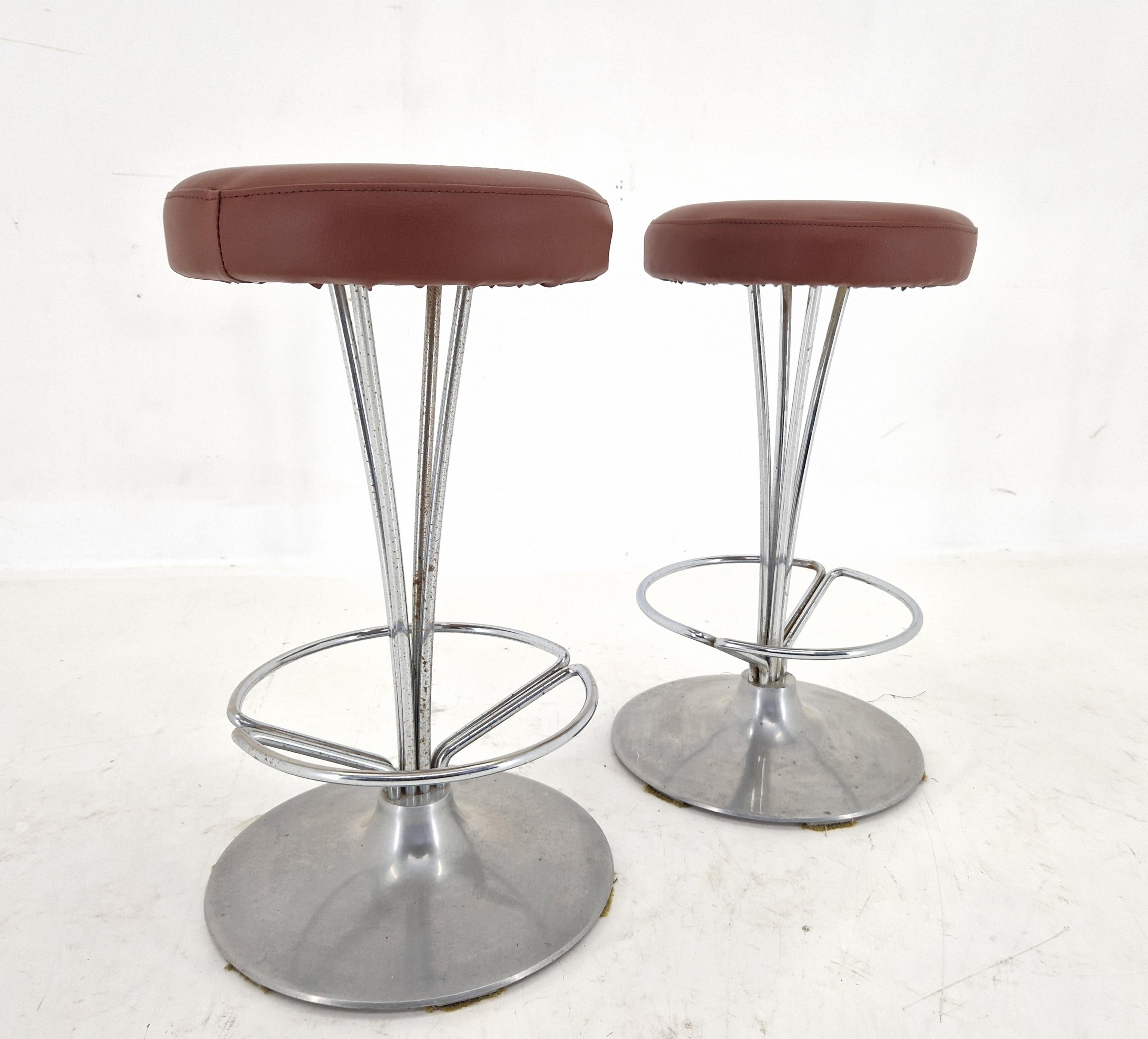 Metal Set of Two Stools by Piet Hein for Fritz Hansen, Denmark, 1960s For Sale