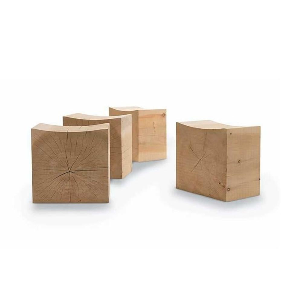 Modern Set of Two Stools Carved from a Single Block of Scented Cedar, Ergonomic Seat For Sale