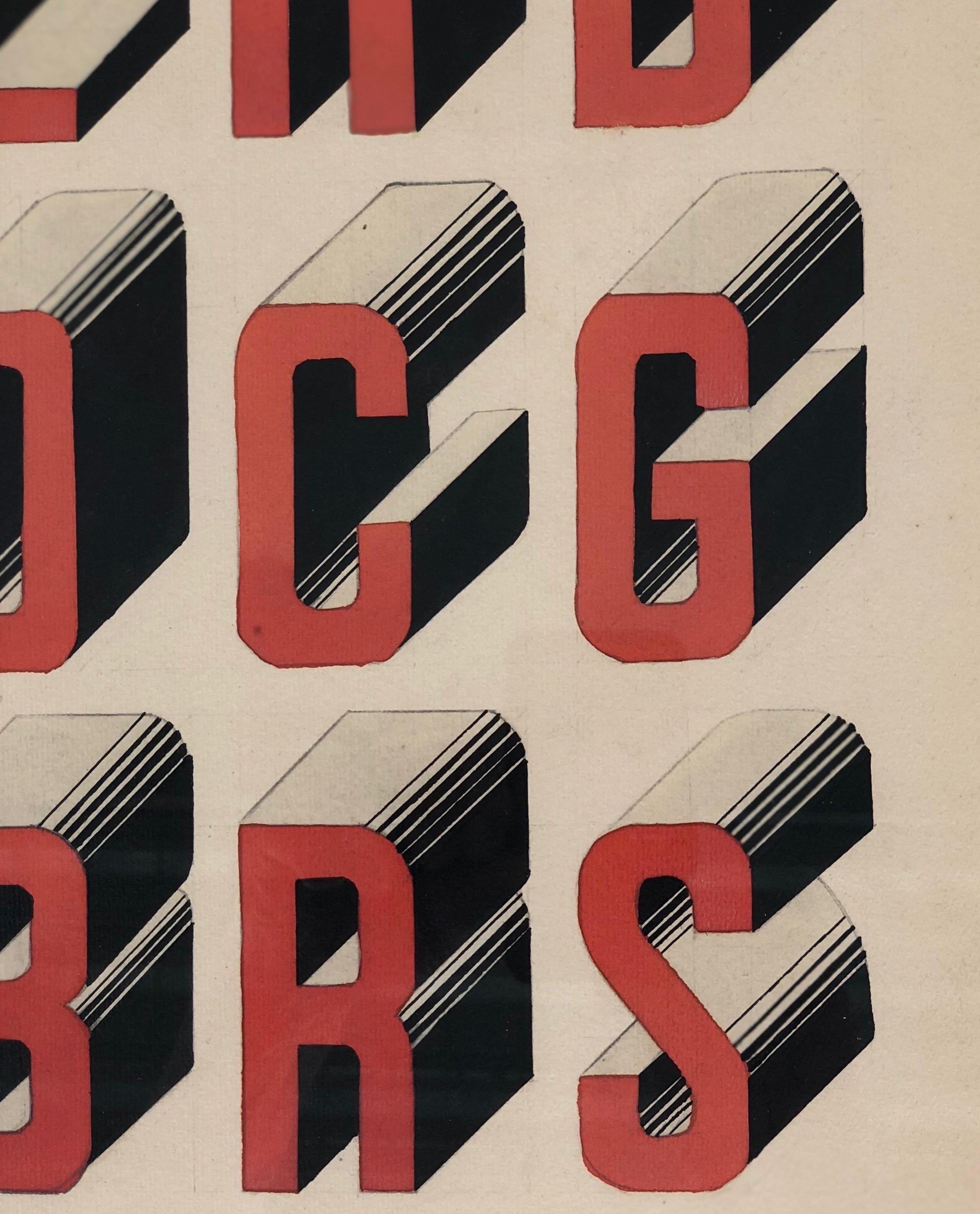Satz von zwei Studien im Bauhaus-Stil Typografie, Gouache aus den 1920er Jahren im Angebot 3