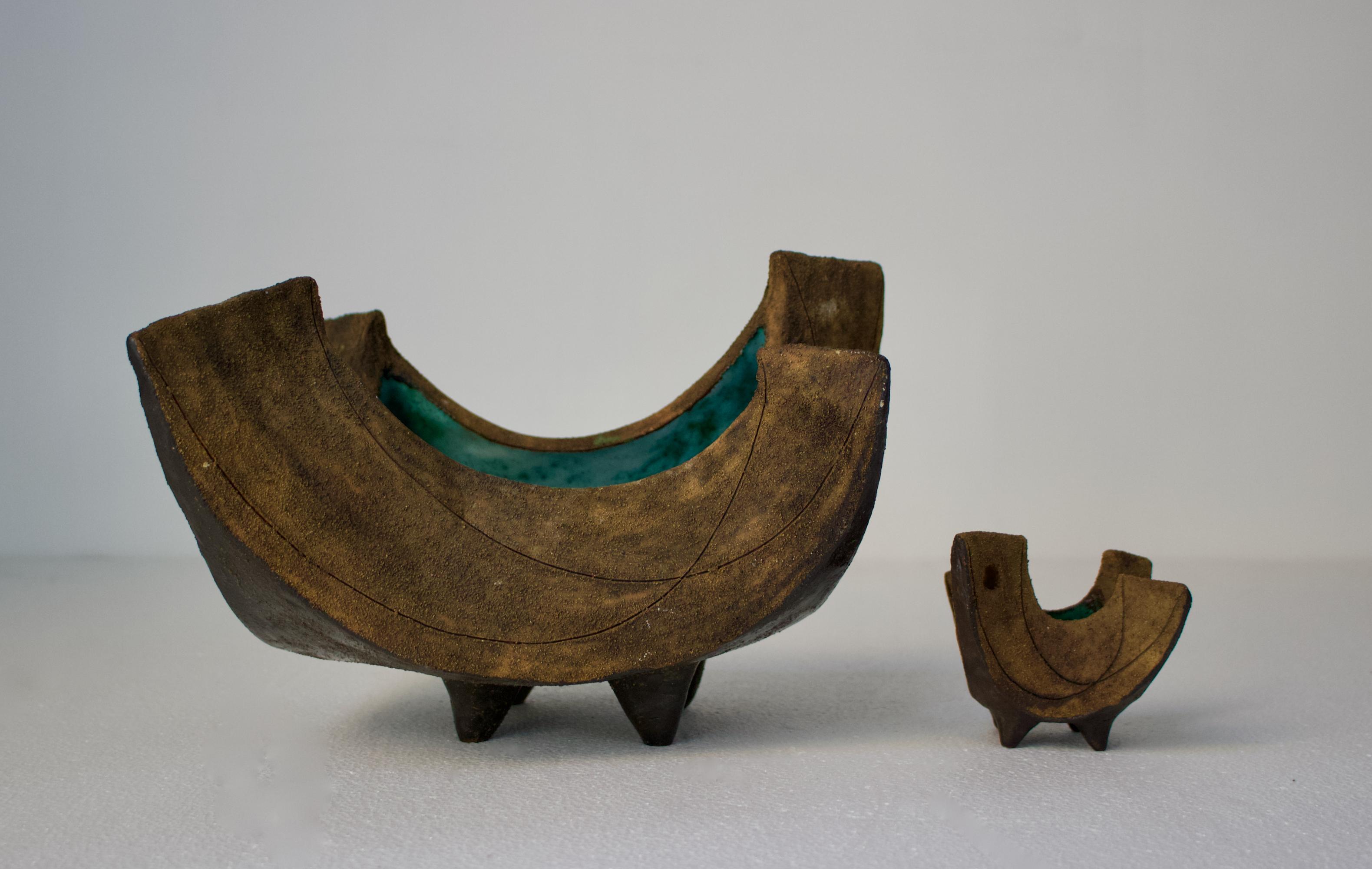 20th Century Set of Two Studio Ceramic Sculptures or Vessels by Clive Brooker