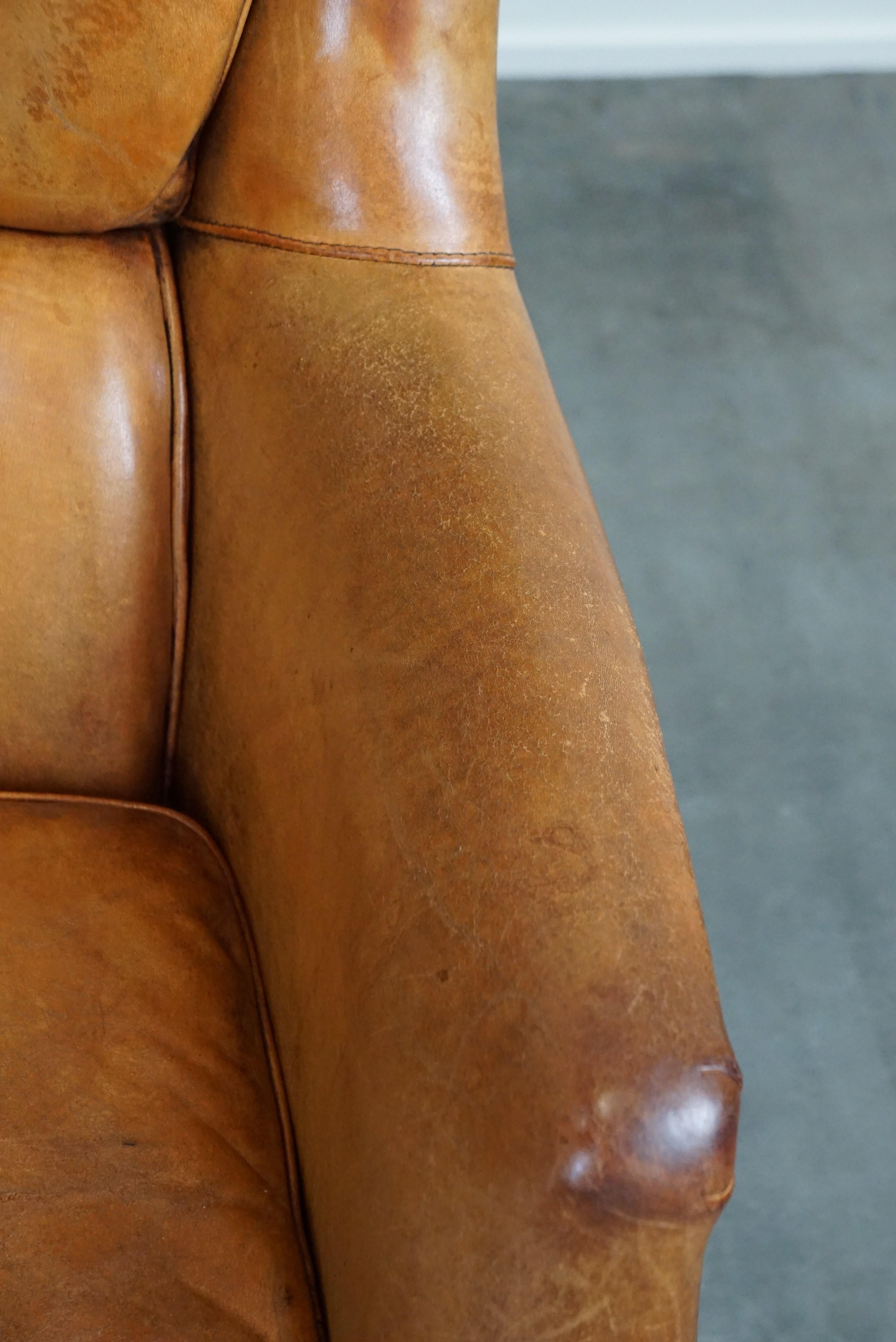 Set of two super rugged and very comfortable sheep leather armchairs. For Sale 3