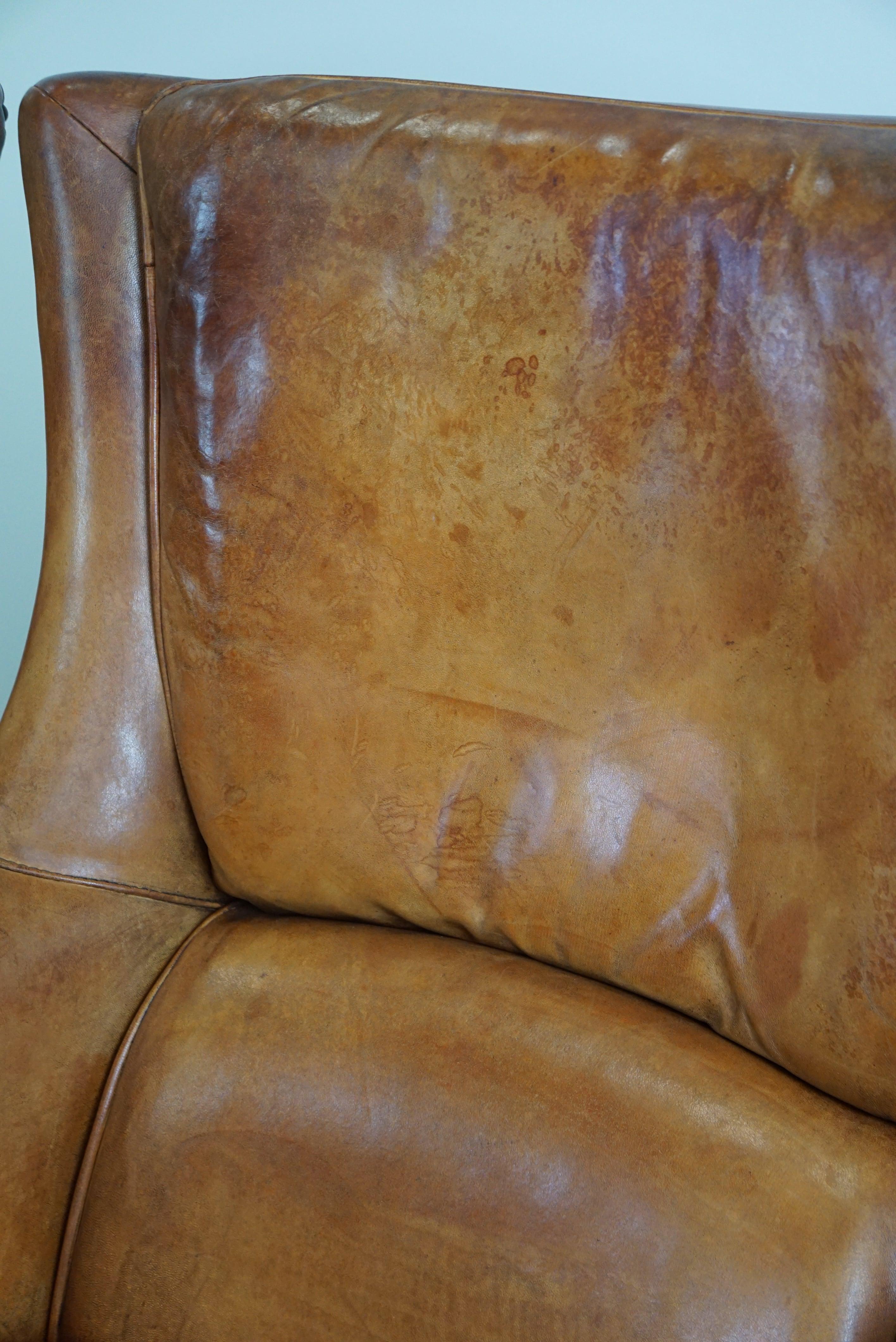 Set of two super rugged and very comfortable sheep leather armchairs. For Sale 9