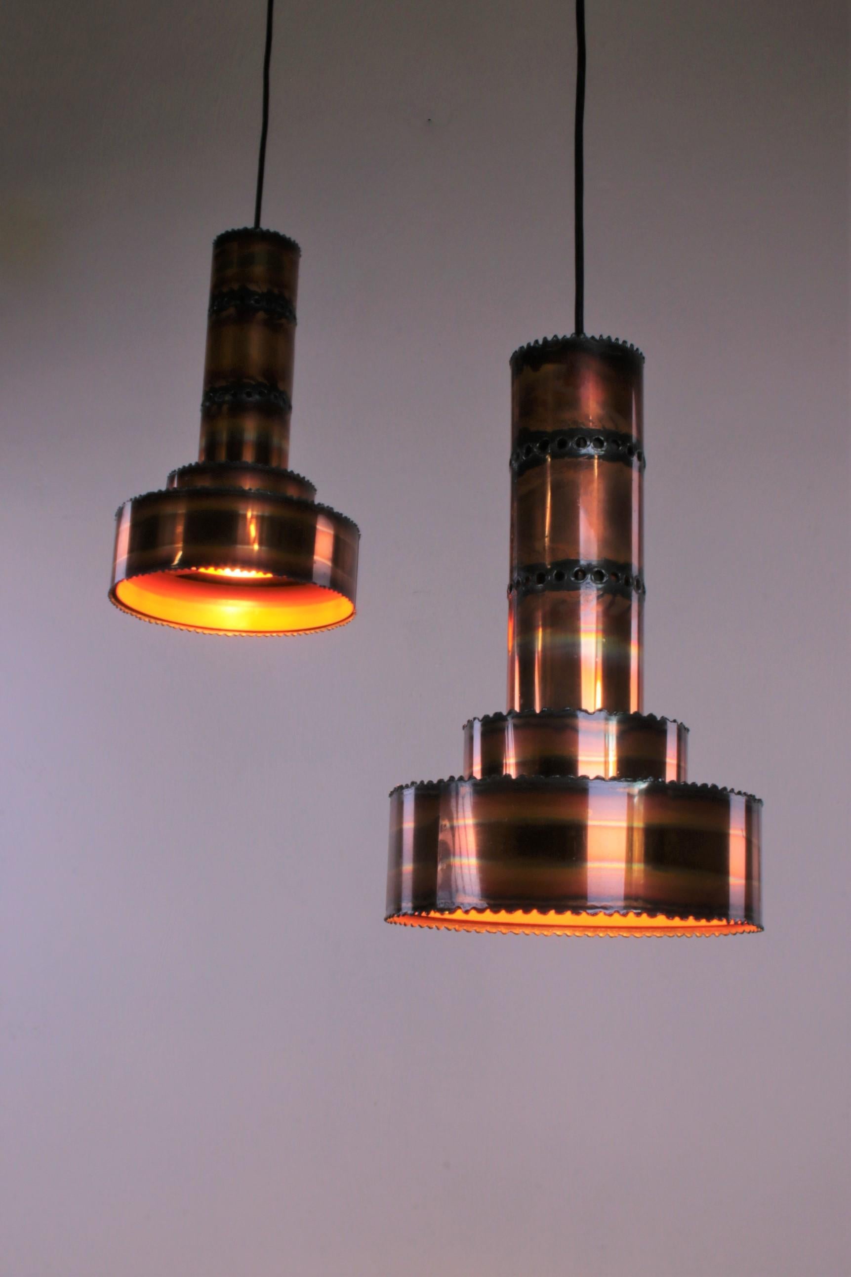 Set of Two Svend Aage Holm Sørensen Copper Hanging Lamps In Good Condition In Oostrum-Venray, NL