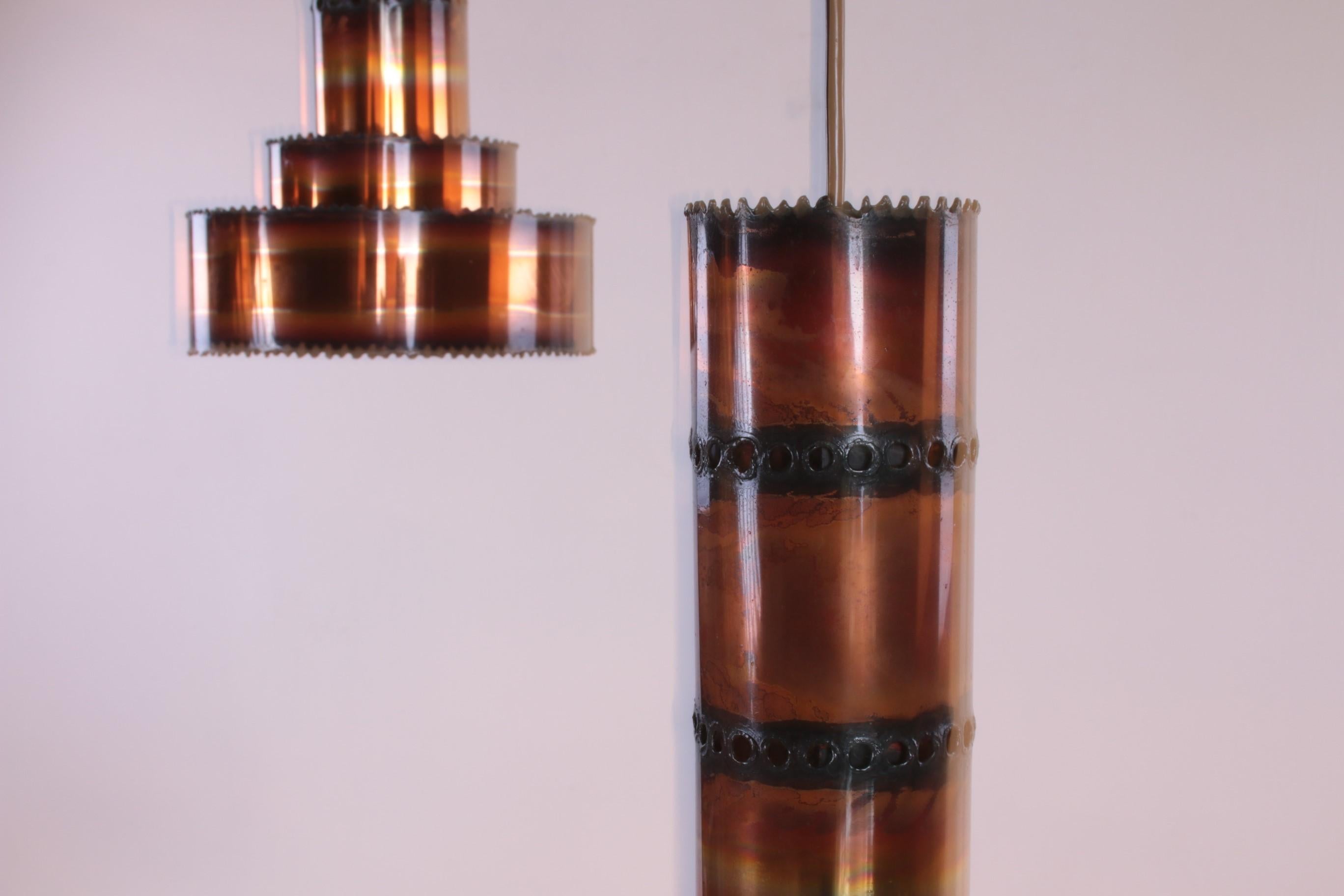 Mid-20th Century Set of Two Svend Aage Holm Sørensen Copper Hanging Lamps