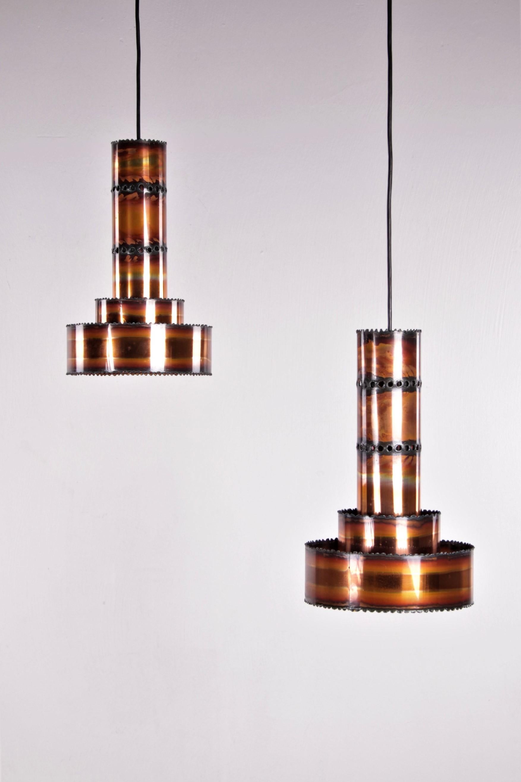 Set of Two Svend Aage Holm Sørensen Copper Hanging Lamps 1