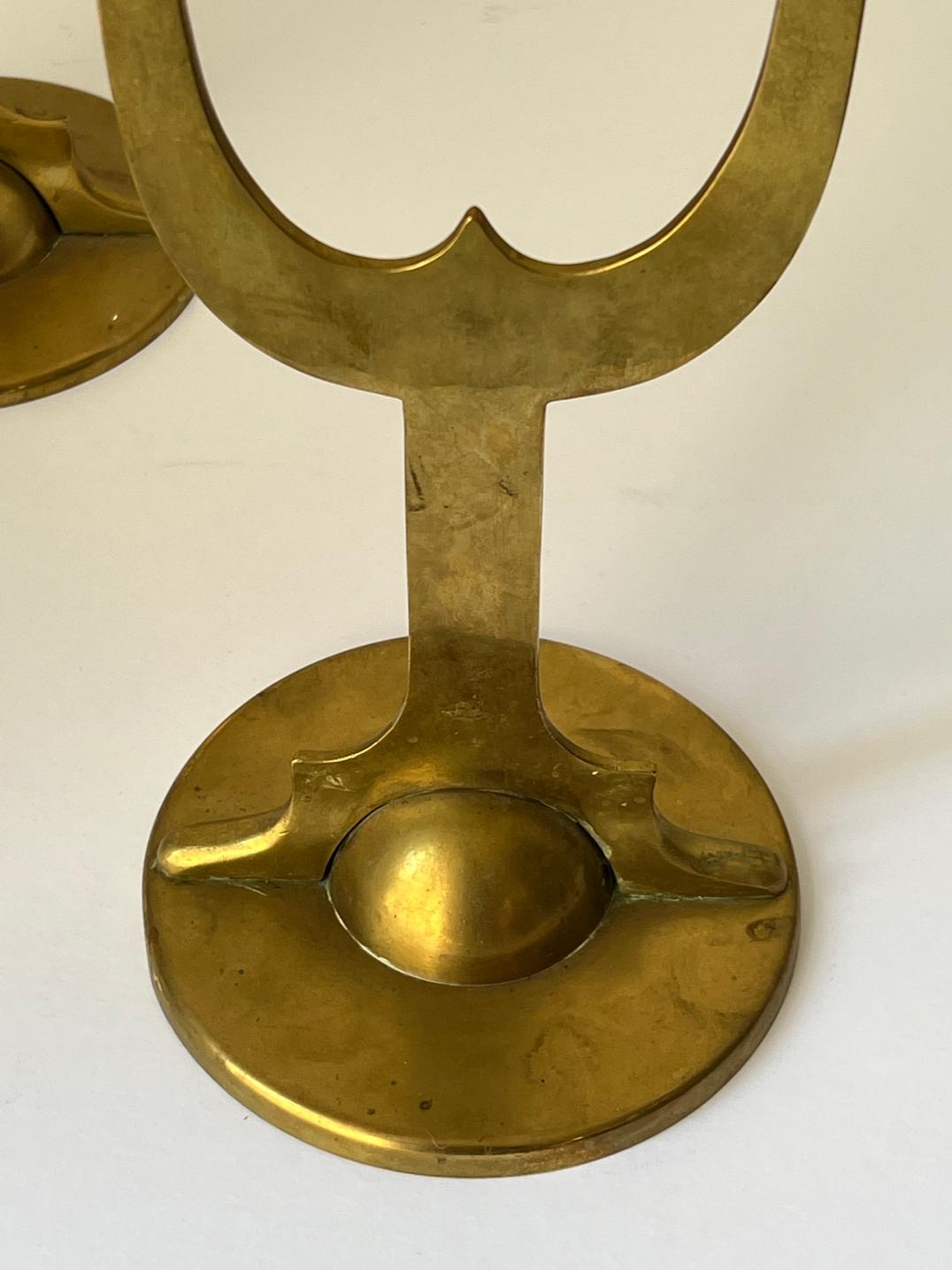 German Set of Two Swedish Brass Candleholders For Sale