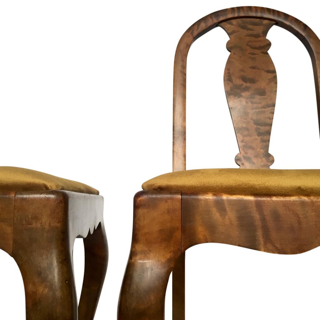 20th Century Set of Two Swedish Satin Birch Chairs, 1910s For Sale