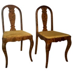 Set of Two Swedish Satin Birch Chairs, 1910s