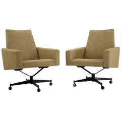 Set of Two Swivel Armchairs, Czechoslovakia