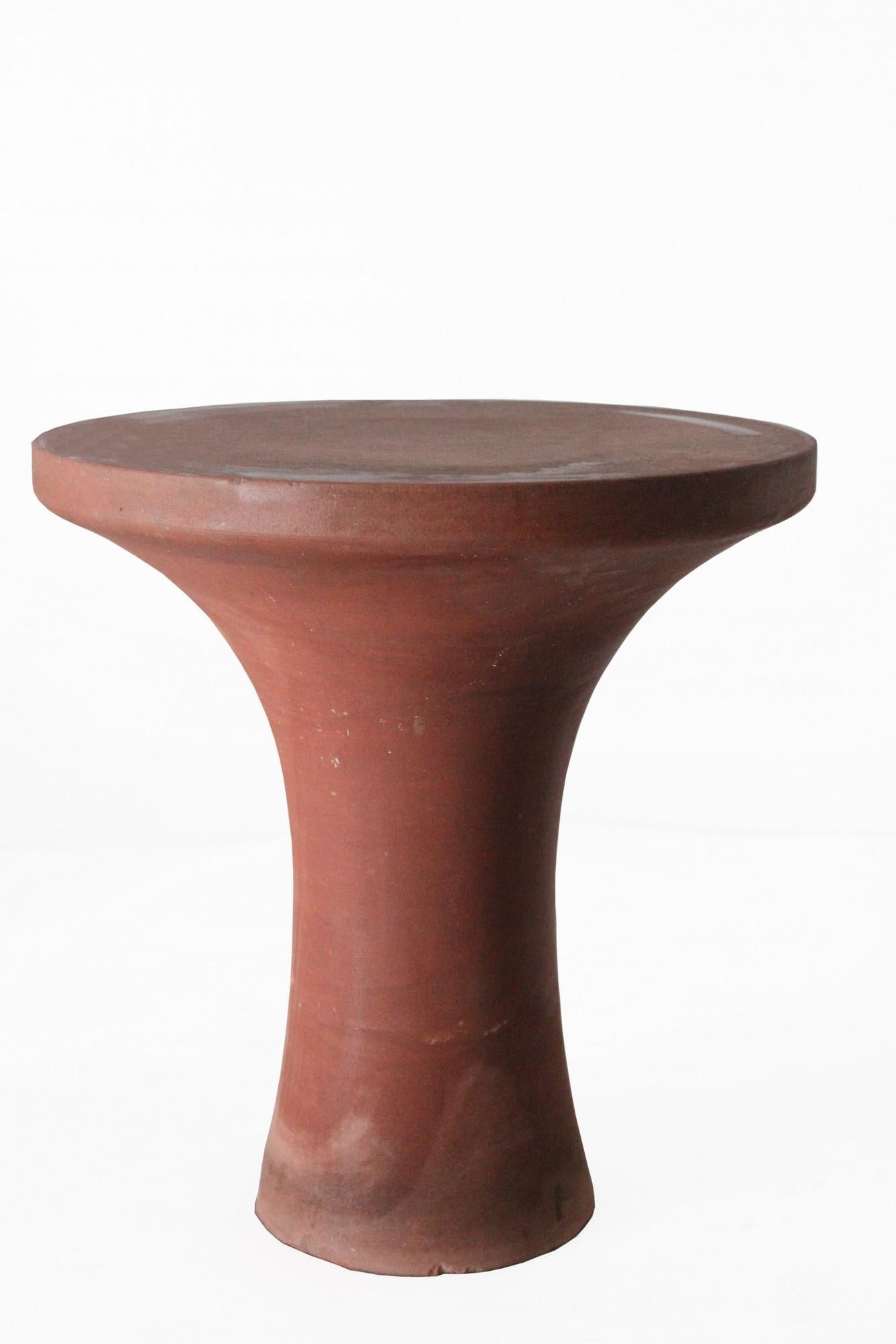Other Set of Two Tabla Tables in Agra Red Stone Handcrafted in India by Paul Mathieu For Sale