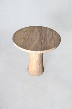 Set of Two Tabla Tables in Rainbow Teakwood Handcrafted in India by Paul Mathieu