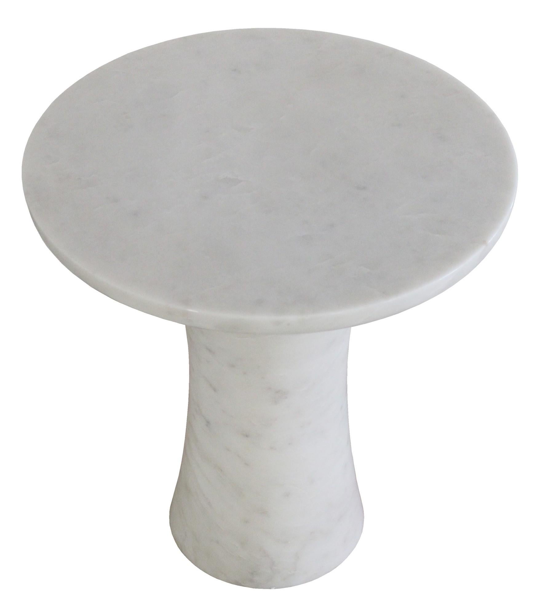 Set of Two Tabla Tables in White Marble Handcrafted in India by Paul Mathieu For Sale 1