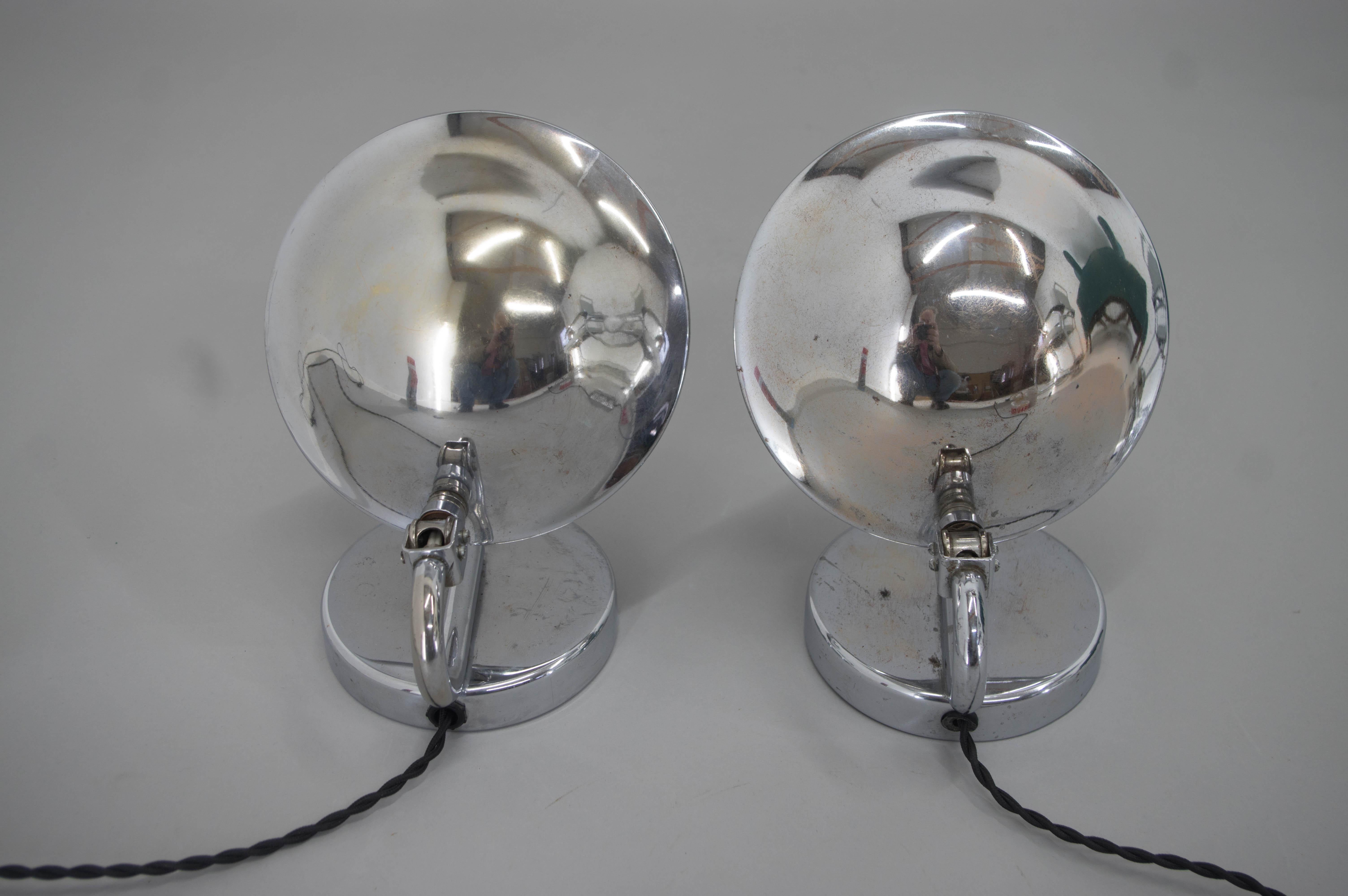 Bauhaus Set of Two Table/Bedside Lamps by Napako, 1930s For Sale