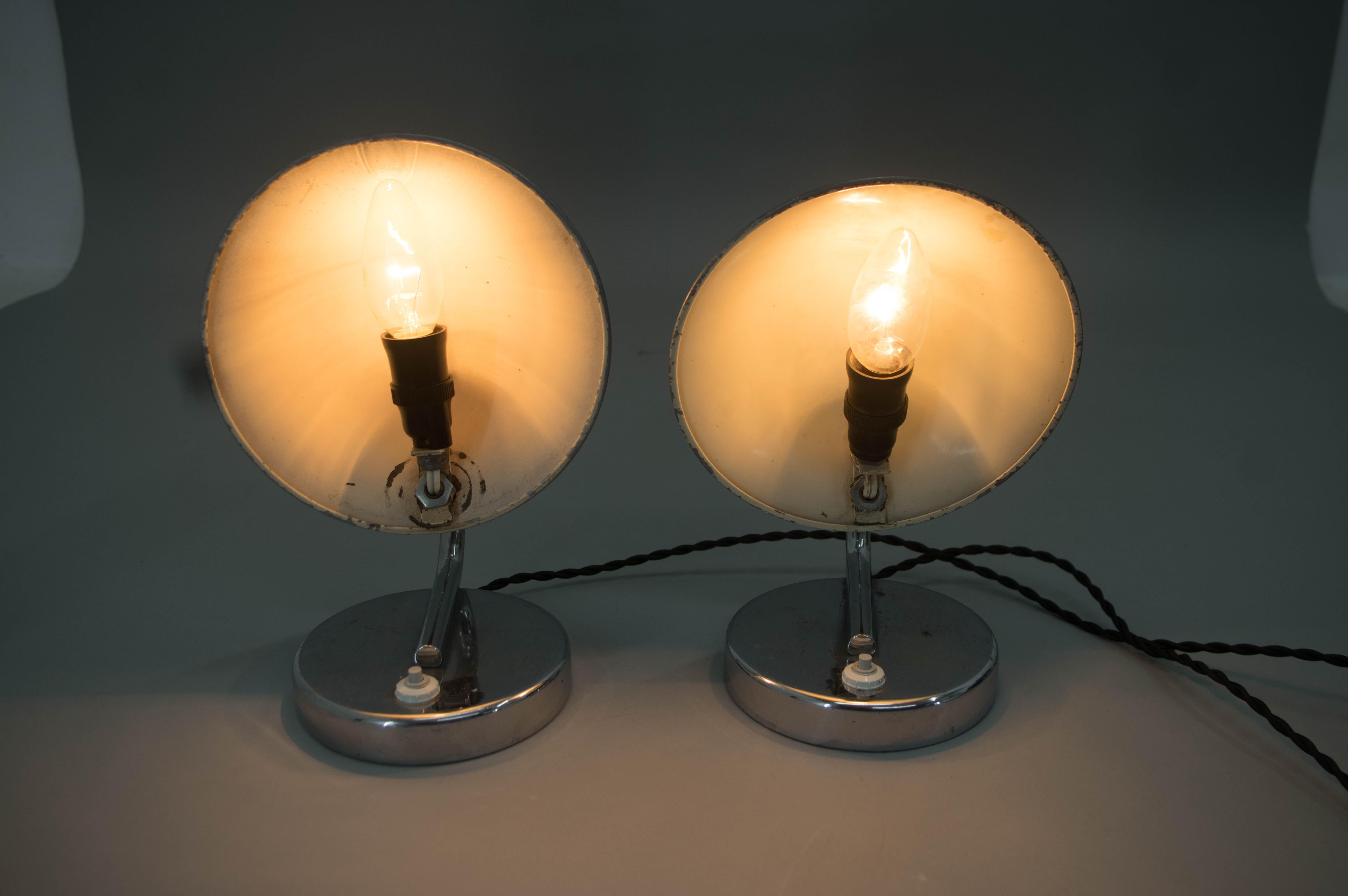 Set of Two Table/Bedside Lamps by Napako, 1930s In Good Condition For Sale In Praha, CZ