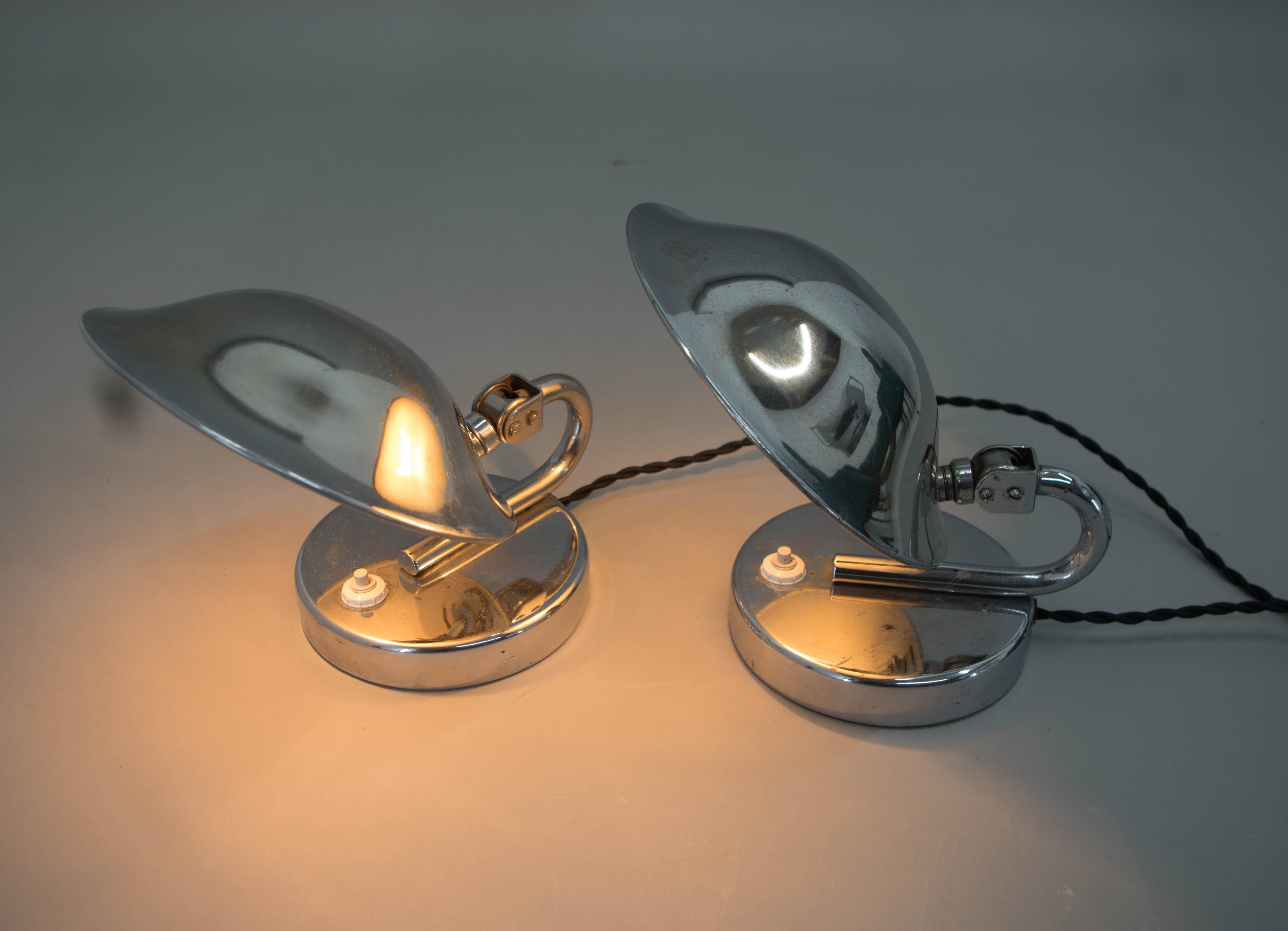 Mid-20th Century Set of Two Table/Bedside Lamps by Napako, 1930s For Sale