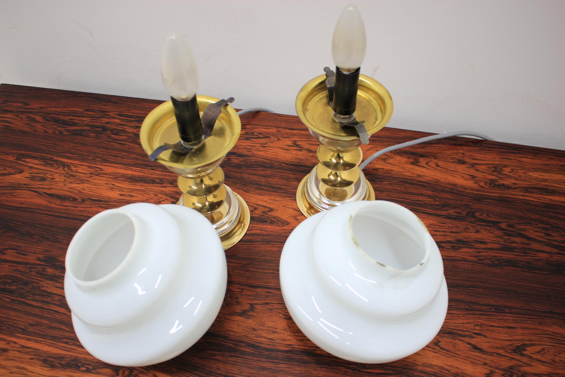 Set of Two Table Lamp by Jablonecké Sklárny, 1980s For Sale 1