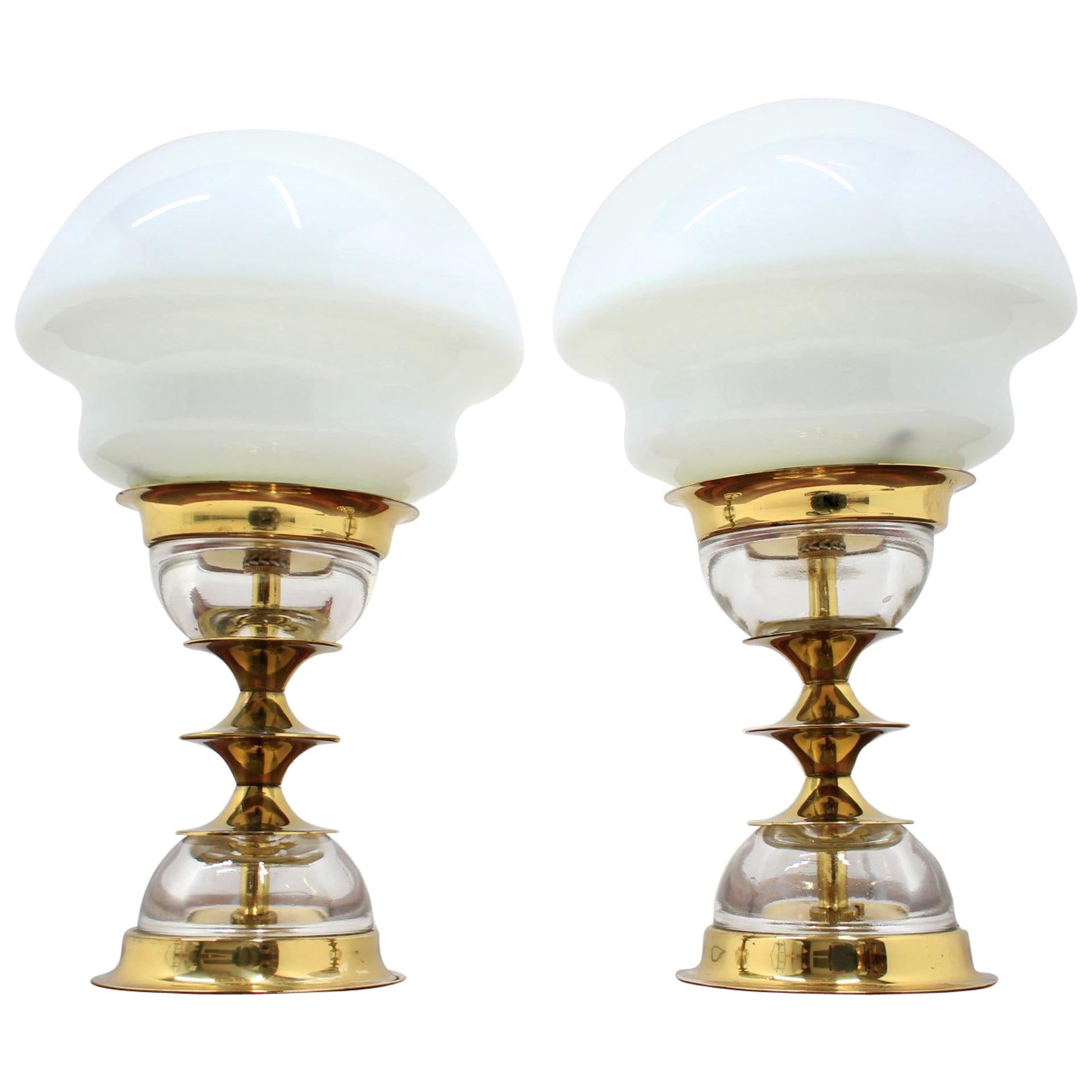 Set of Two Table Lamp by Jablonecké Sklárny, 1980s For Sale