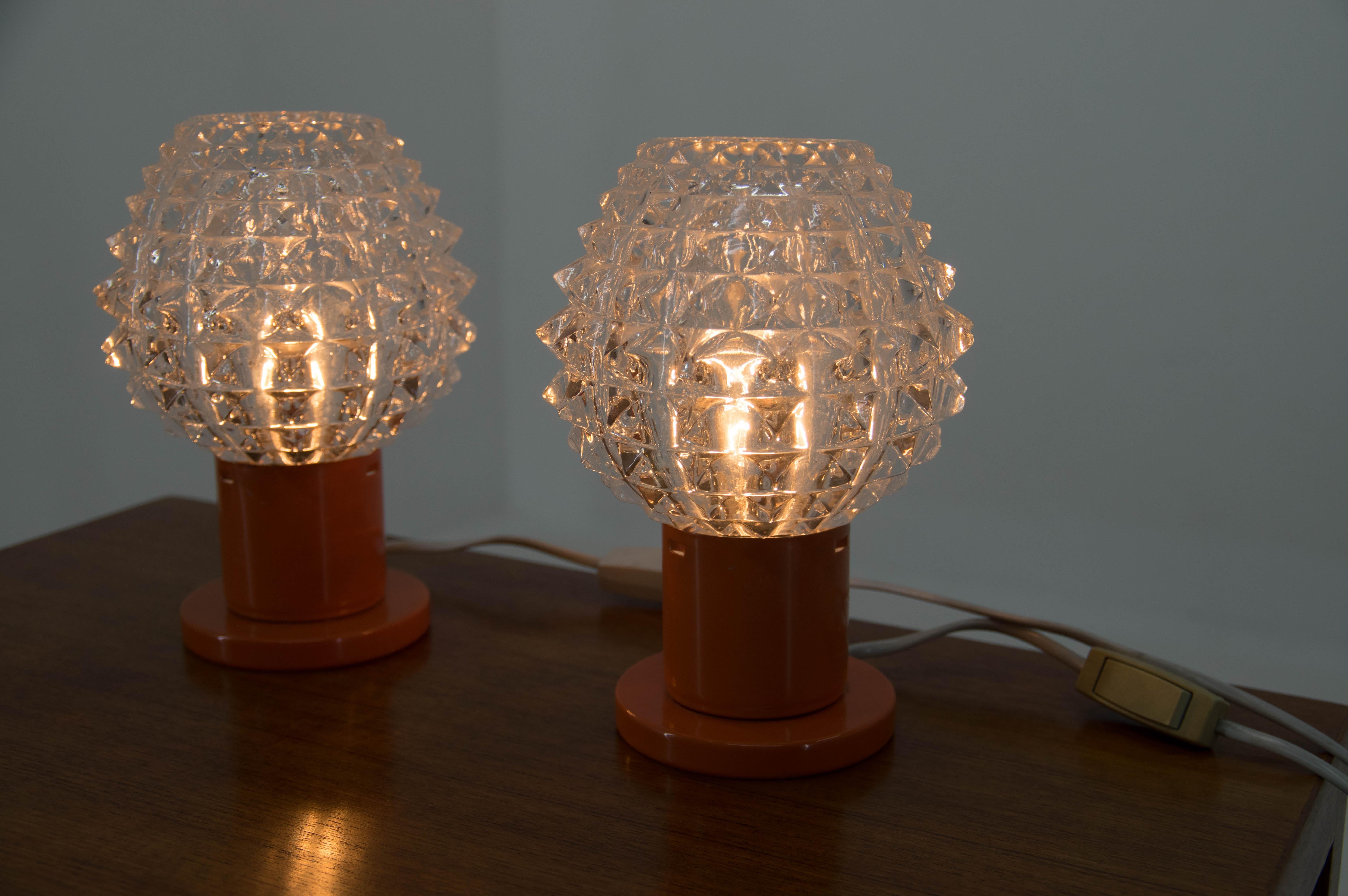 Mid-Century Modern Set of Two Table Lamps by Kamenicky Senov, 1970s For Sale