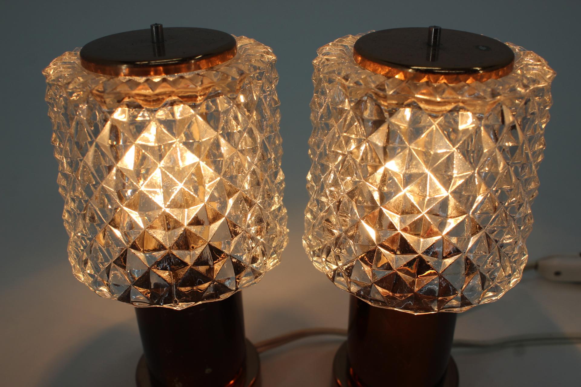 Czech Set of Two Table Lamps by Kamenicky Senov, 1970s