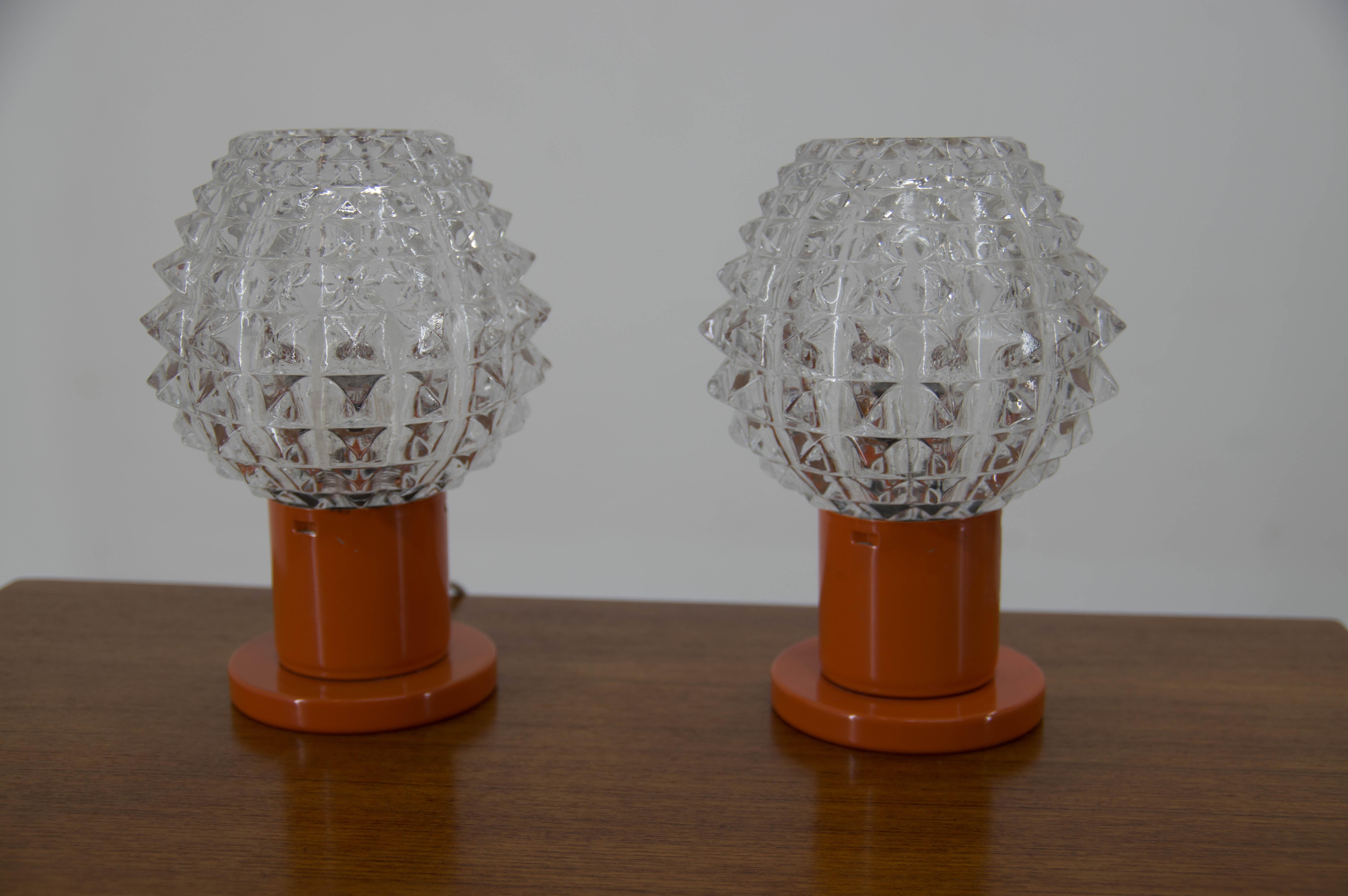 Czech Set of Two Table Lamps by Kamenicky Senov, 1970s For Sale