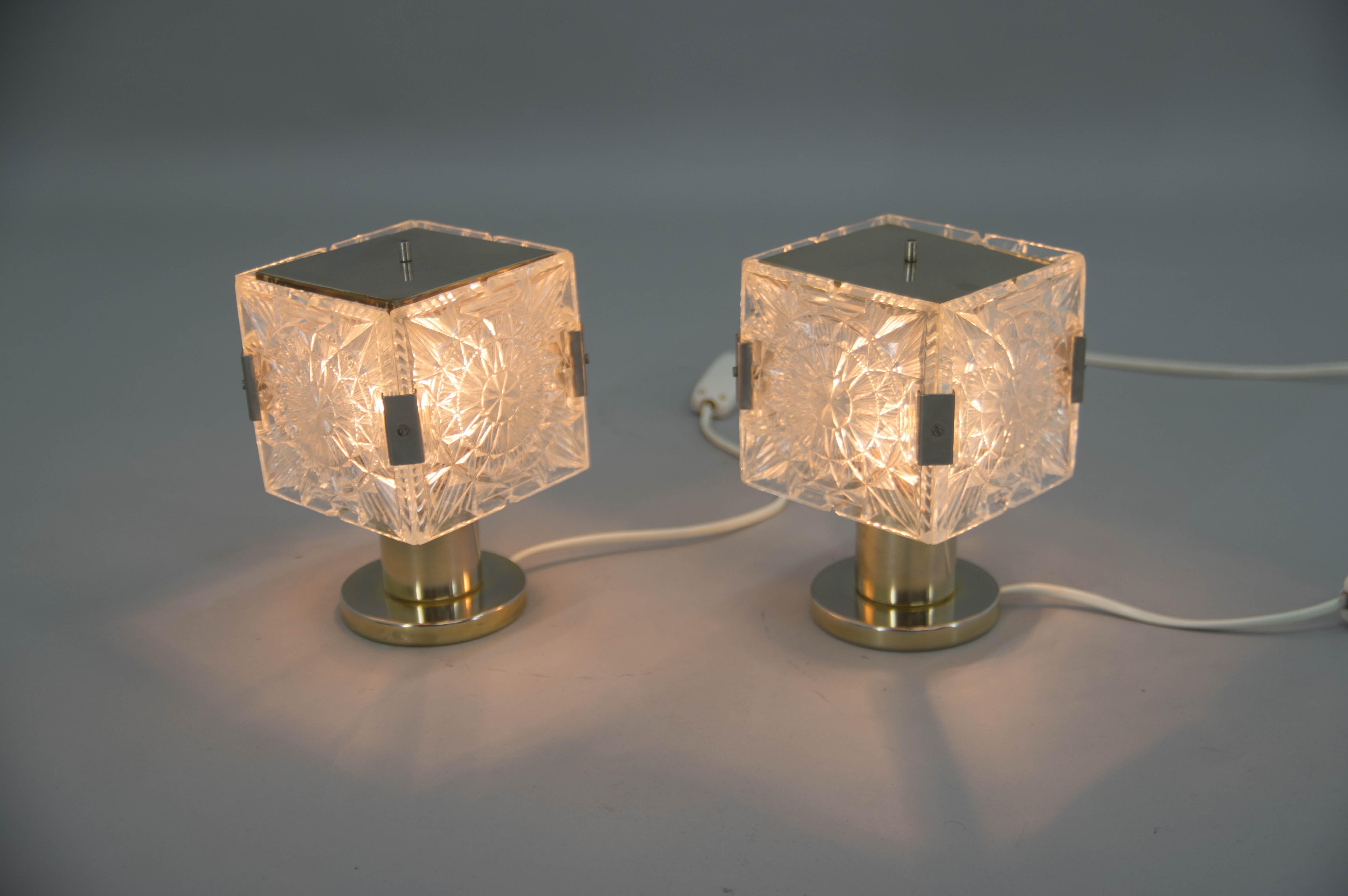 Czech Set of Two Table Lamps by Kamenicky Senov, 1970s For Sale