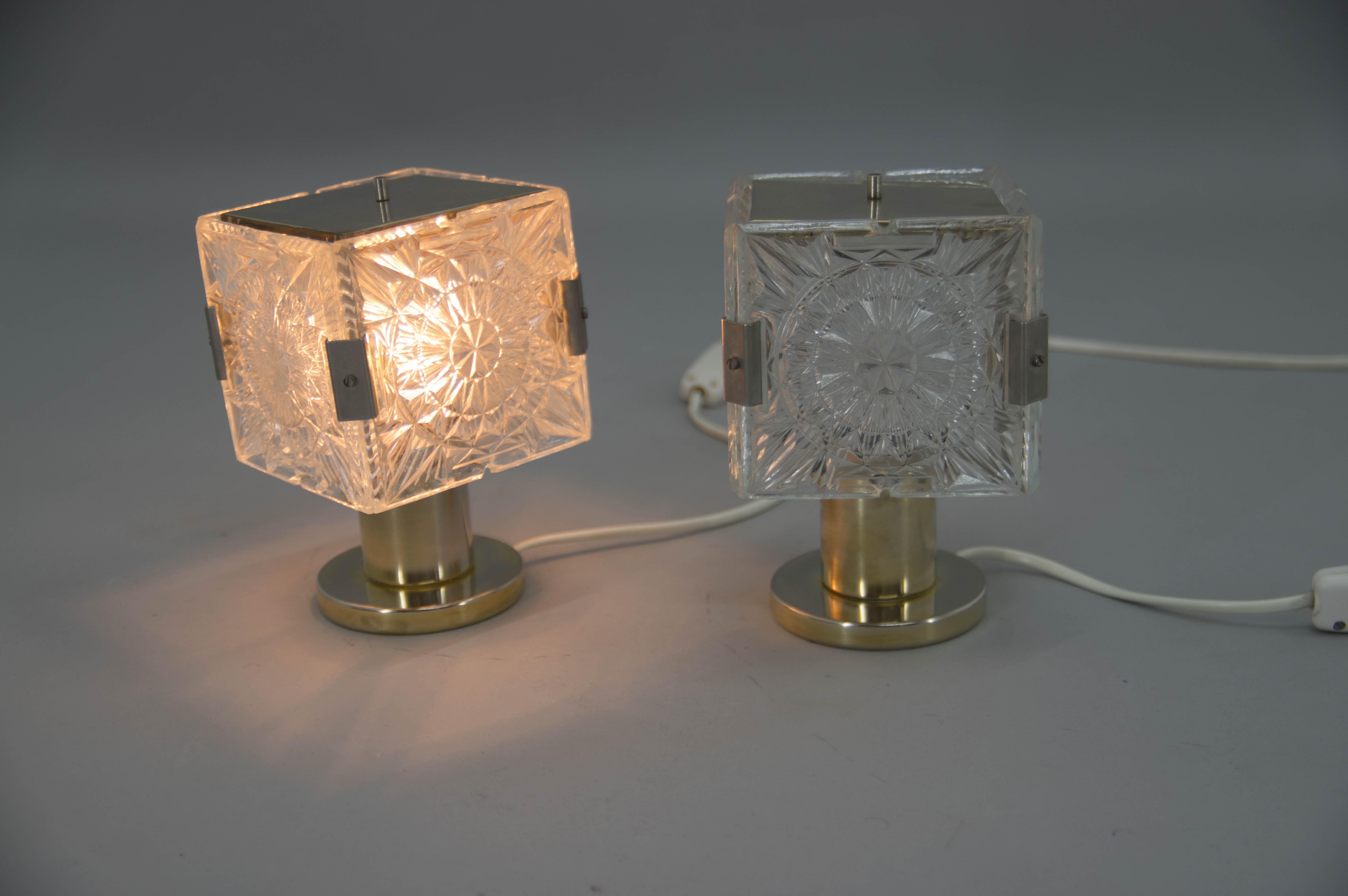 Set of Two Table Lamps by Kamenicky Senov, 1970s In Good Condition For Sale In Praha, CZ