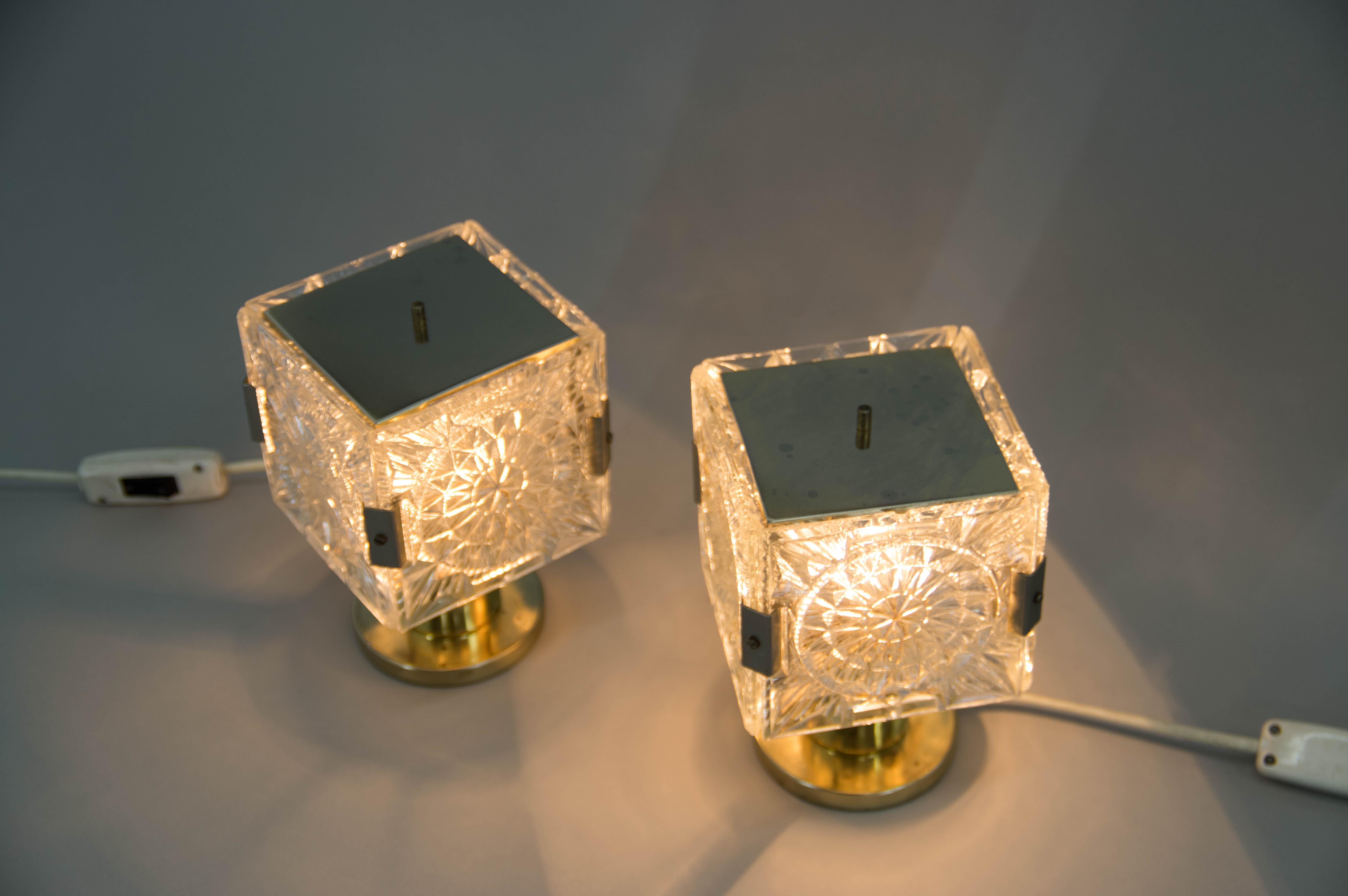 Brass Set of Two Table Lamps by Kamenicky Senov, 1970s