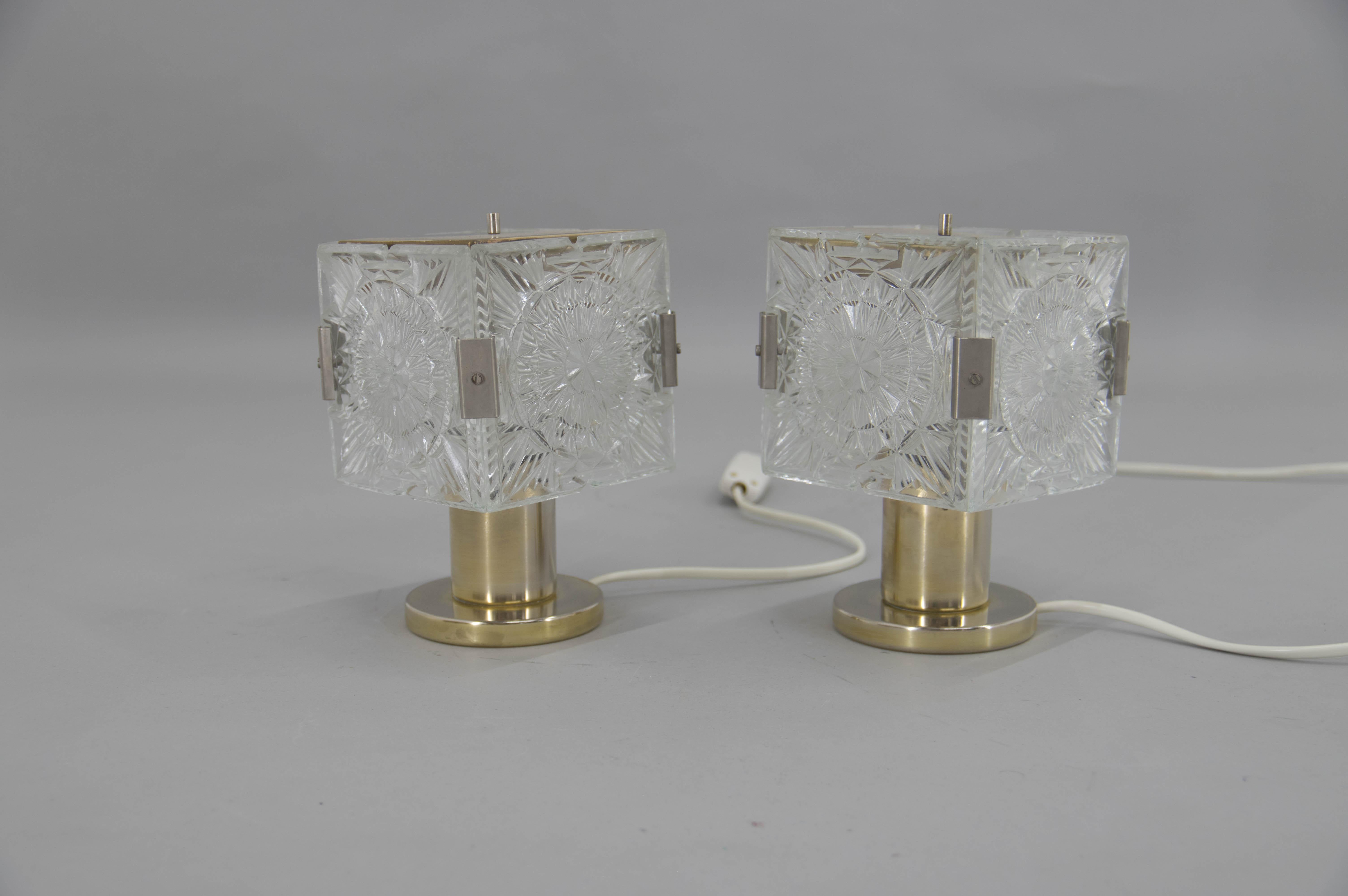 Brass Set of Two Table Lamps by Kamenicky Senov, 1970s For Sale
