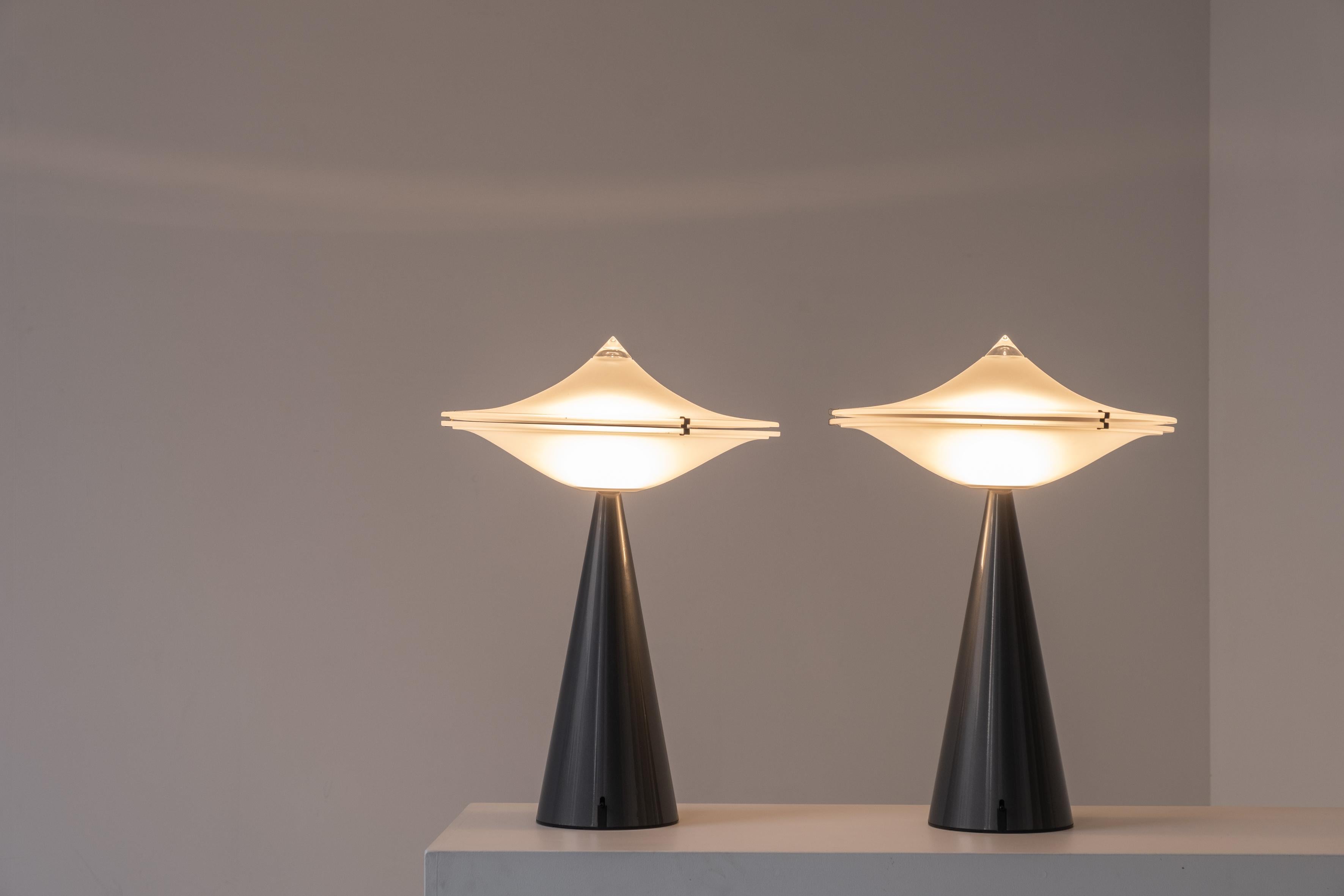 Set of Two Table Lamps by Luciano Cesaro for Tre Ci Luce, Italy 1980s 3