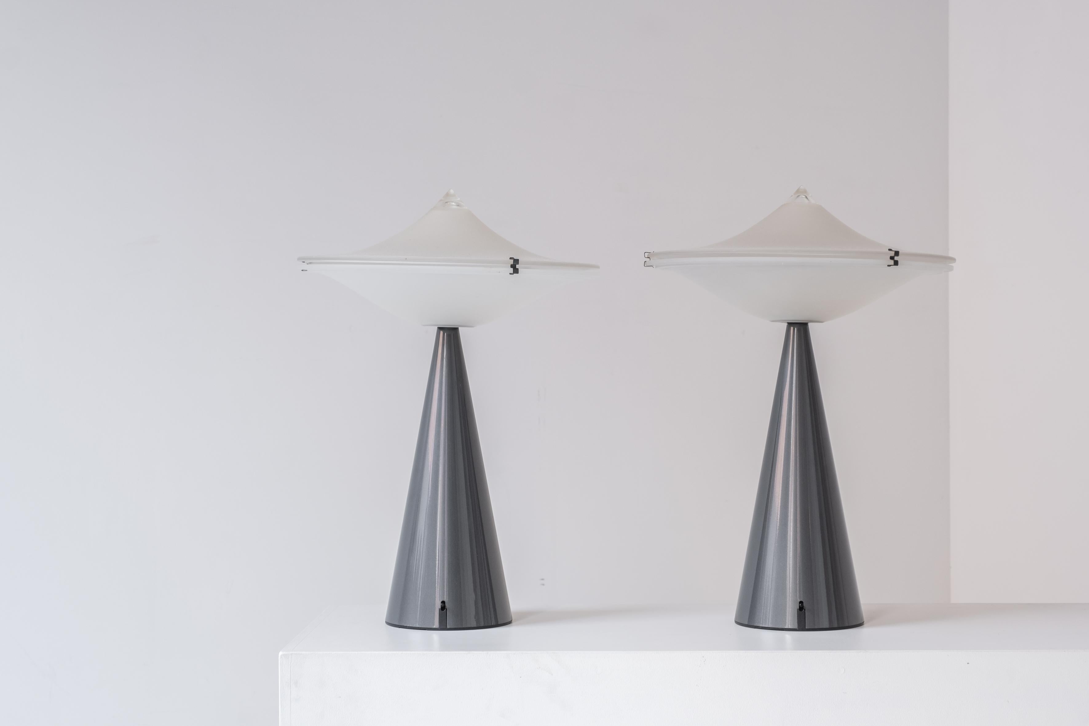 Mid-Century Modern Set of Two Table Lamps by Luciano Cesaro for Tre Ci Luce, Italy 1980s