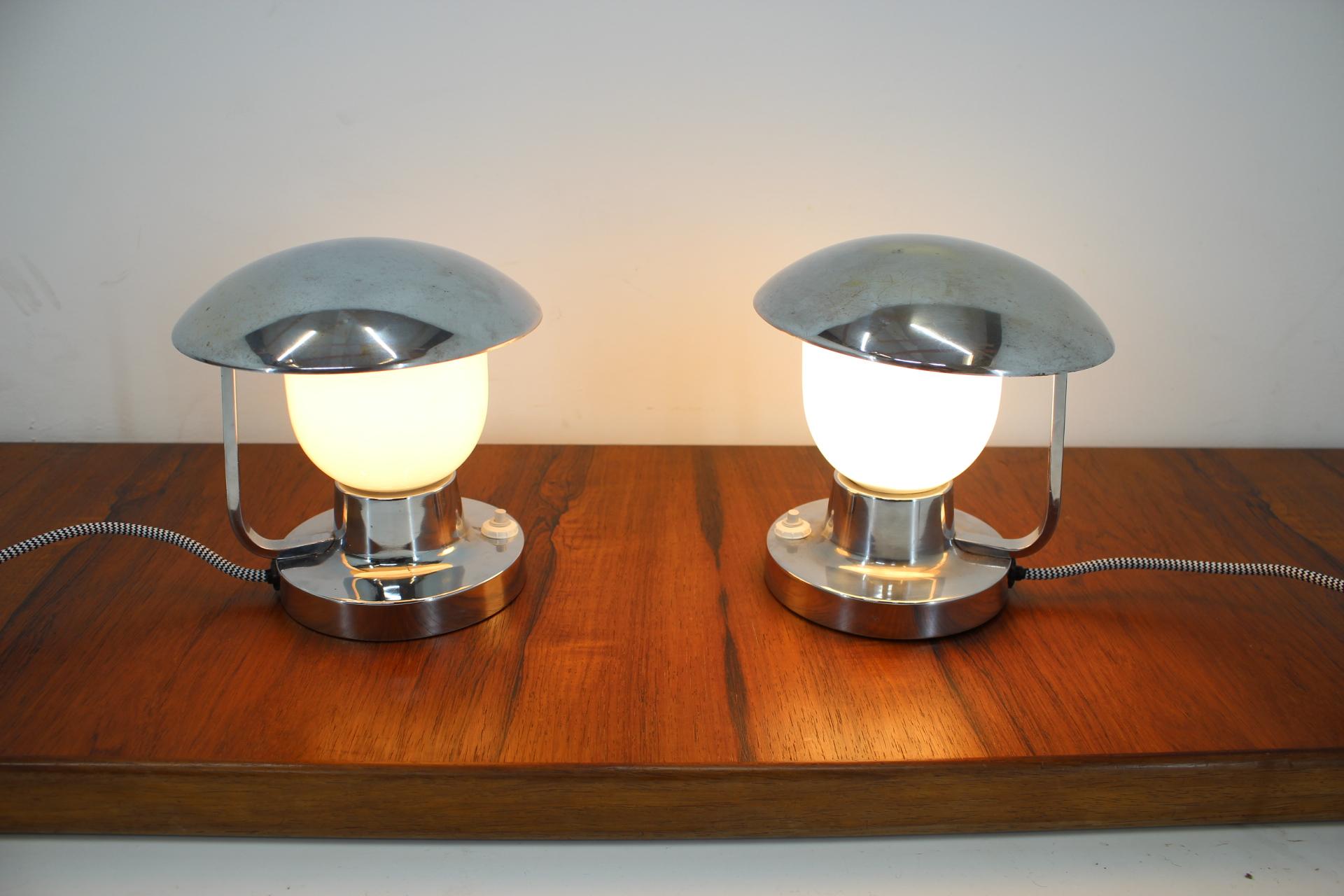 Bauhaus Set of Two Table Lamps by Napako, 1950s For Sale