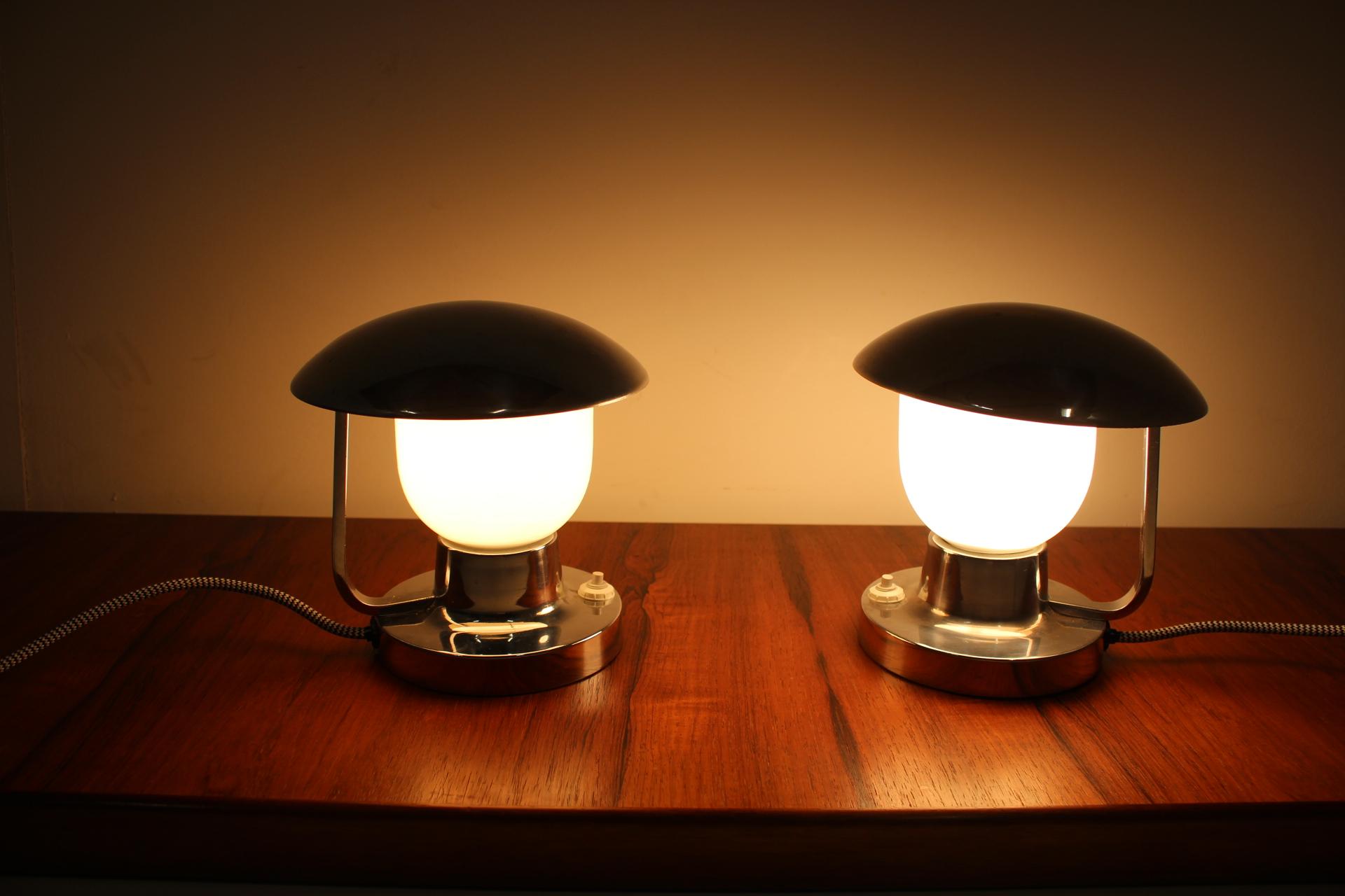 Czech Set of Two Table Lamps by Napako, 1950s For Sale