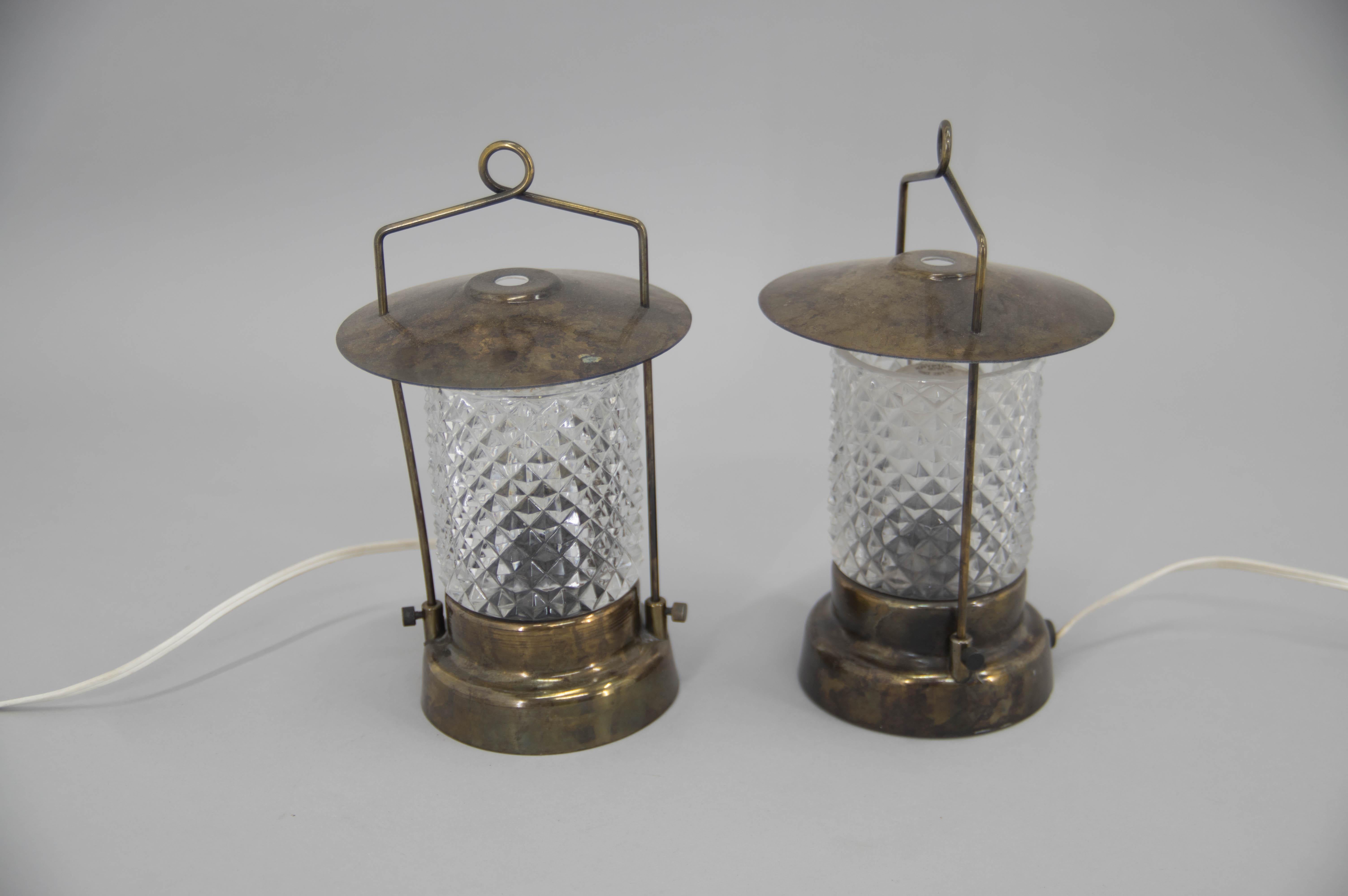 Mid-Century Modern Set of Two Table Lamps, Czechoslovakia, 1970s For Sale