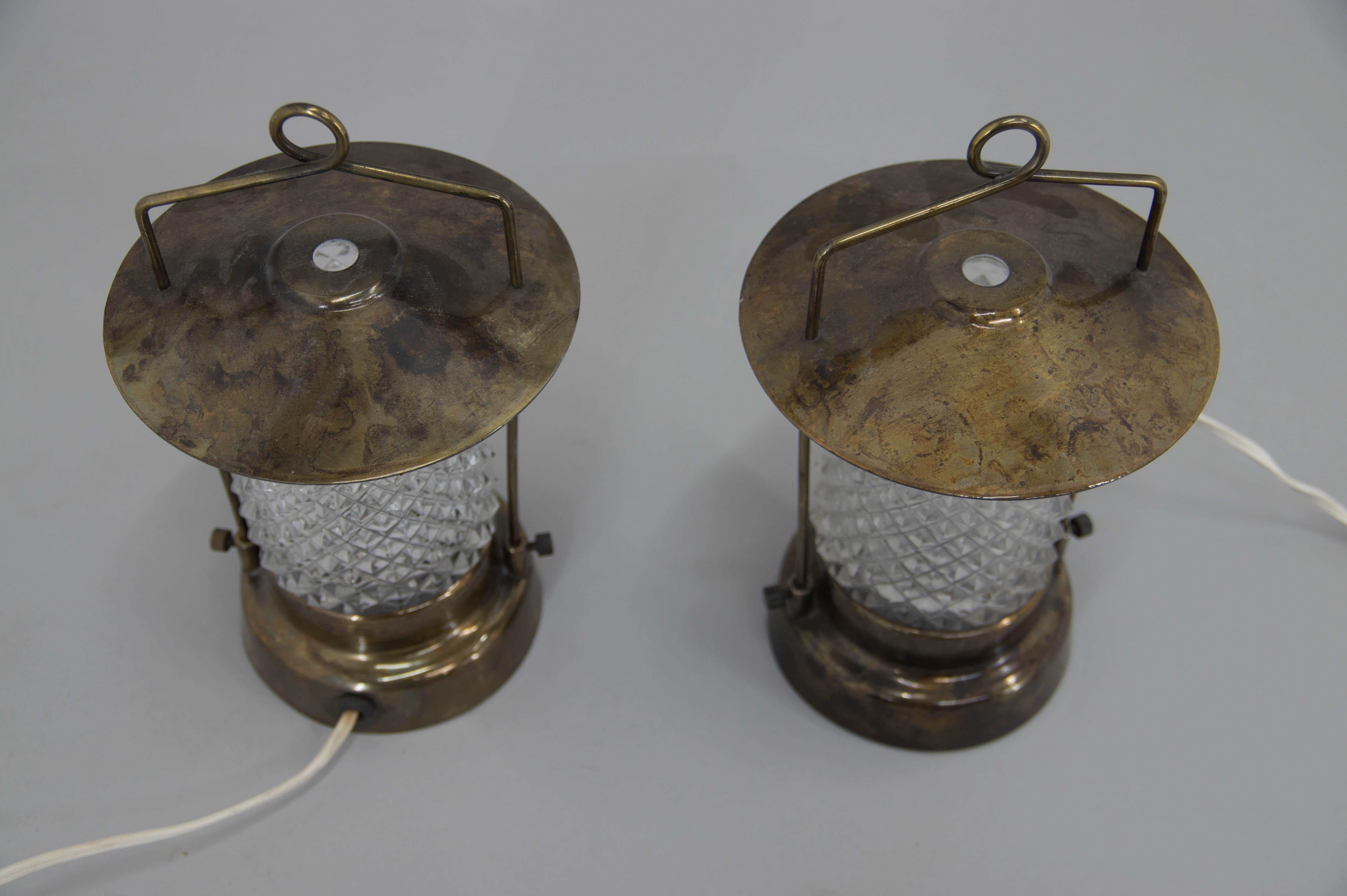 Late 20th Century Set of Two Table Lamps, Czechoslovakia, 1970s For Sale