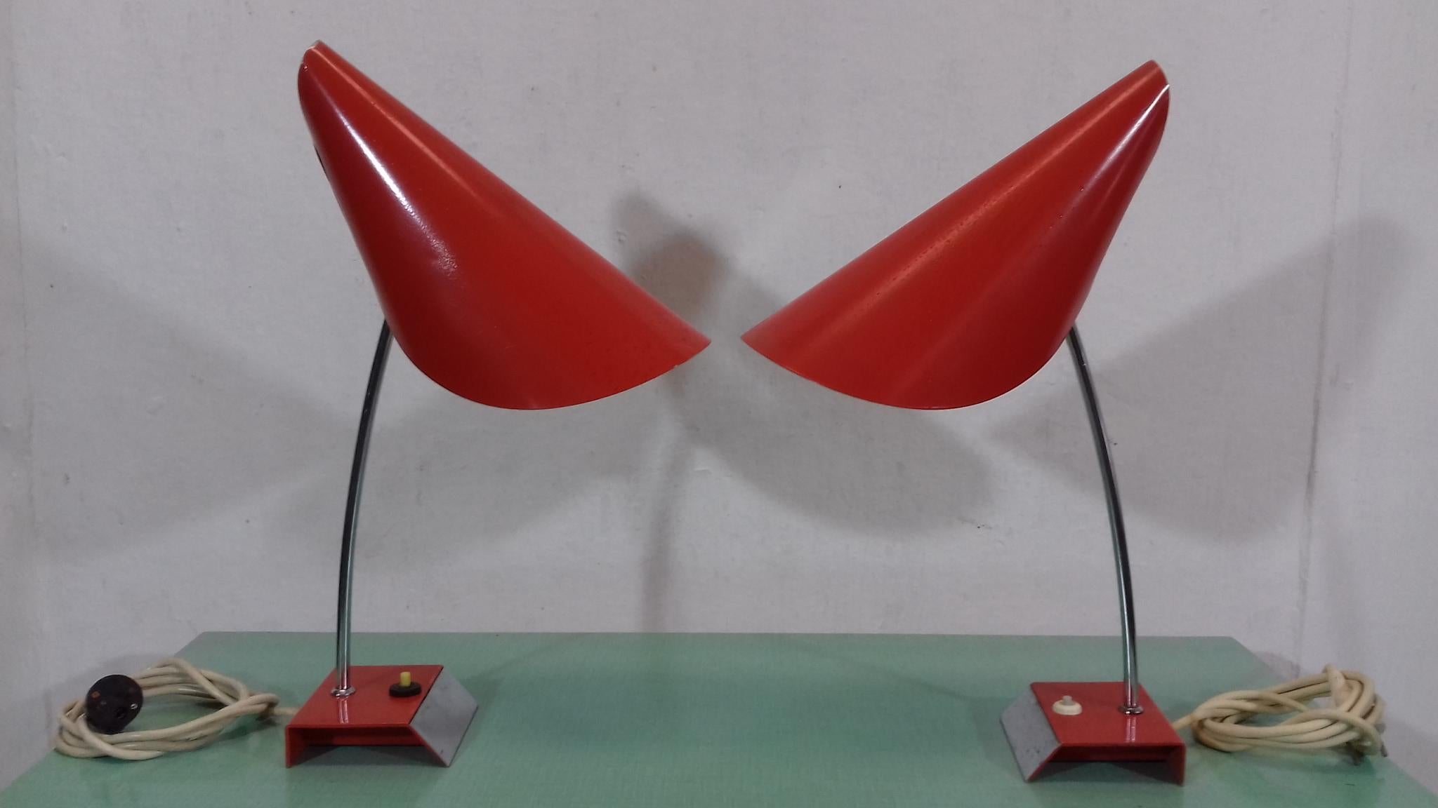 Mid-Century Modern Set of Two Table Lamps Designed by Josef Hurka for Napako, 1958 For Sale