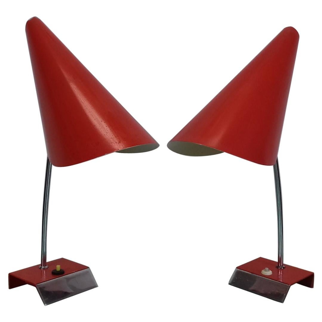 Set of Two Table Lamps Designed by Josef Hurka for Napako, 1958 For Sale