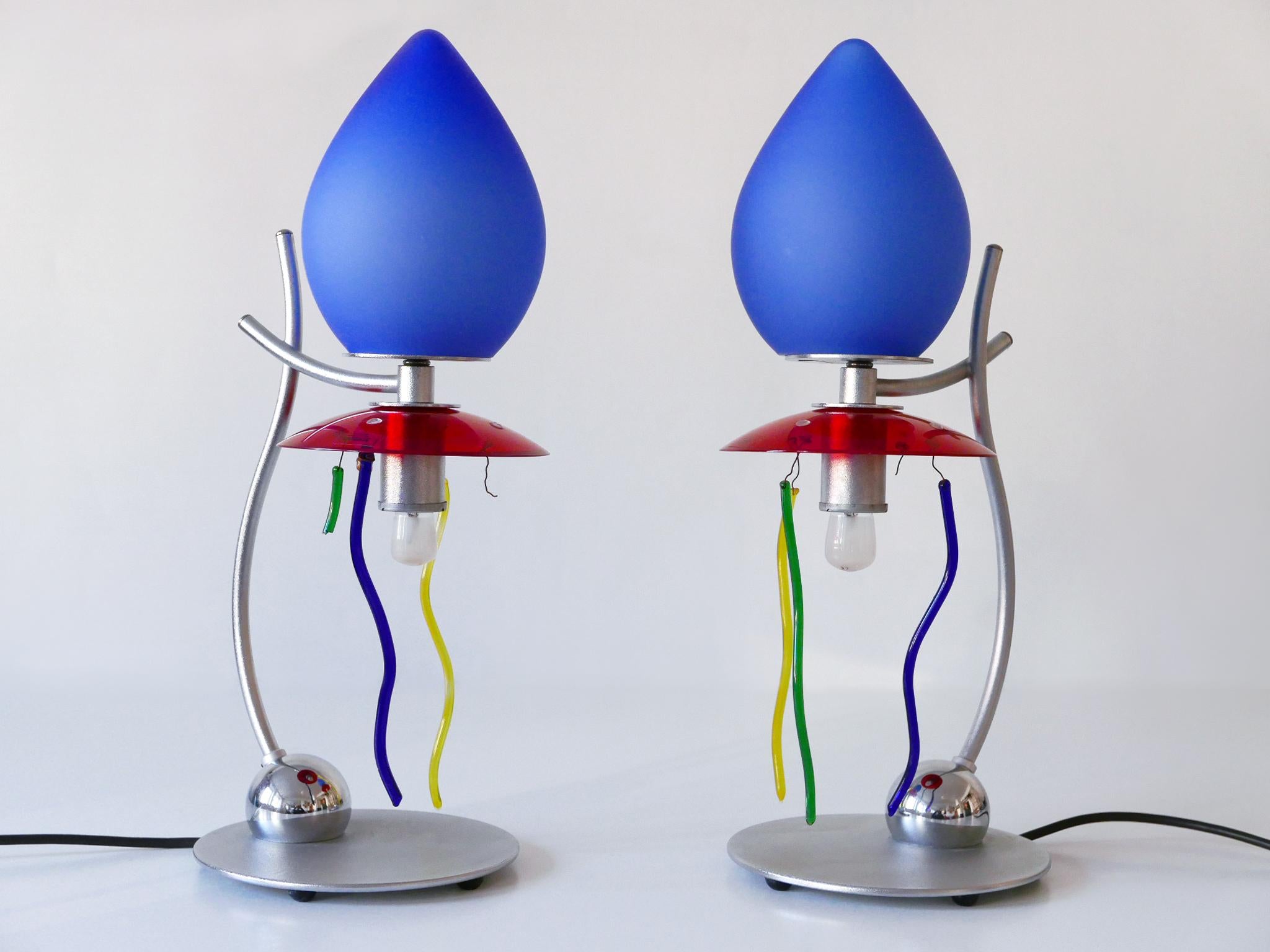 Plated Set of Two Table Lamps Giocasta Notte by Andrea Anastasio for Artemide 1990s For Sale