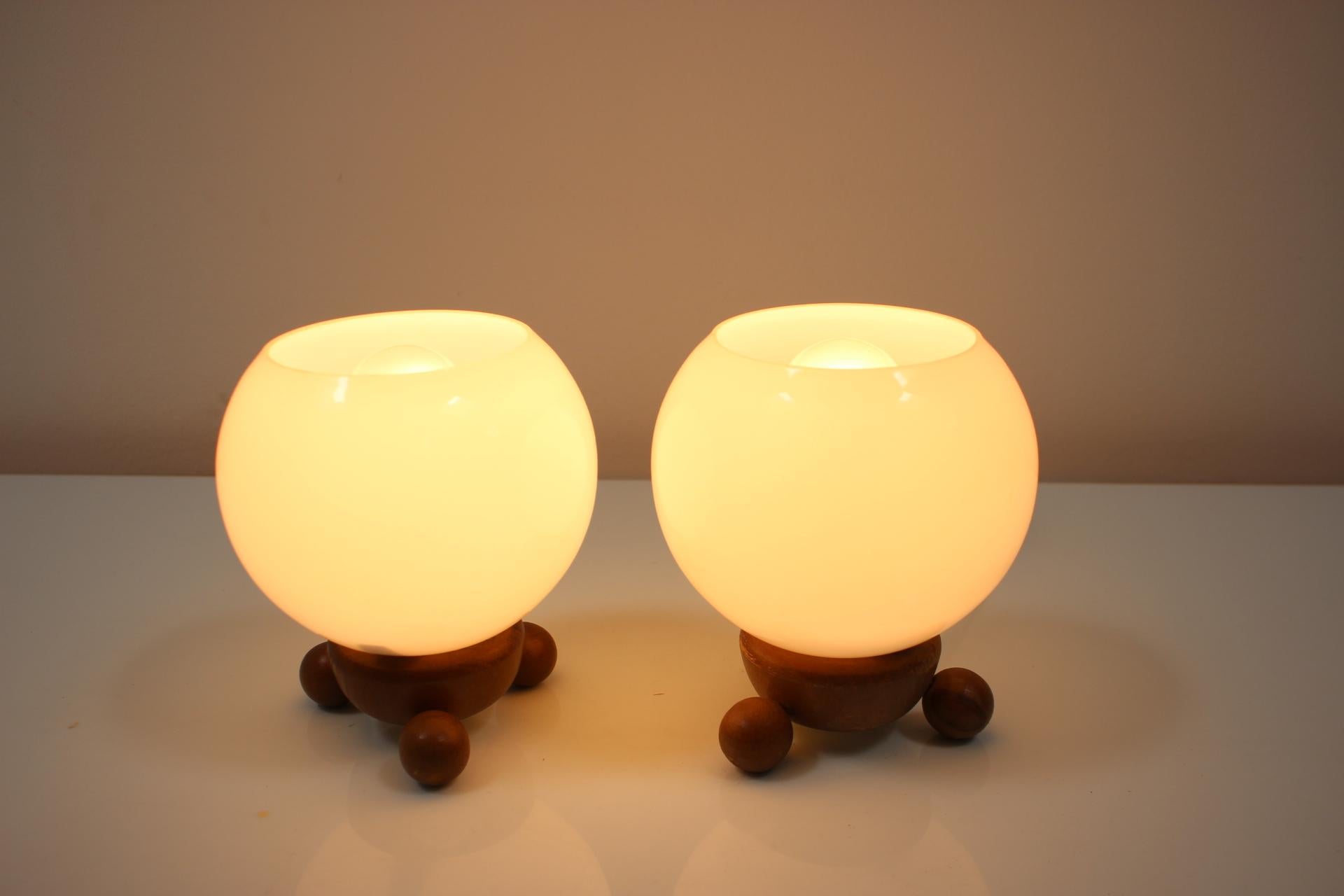 Glass Set of Two Table Lamps/ Inlux Type 81, 1970's