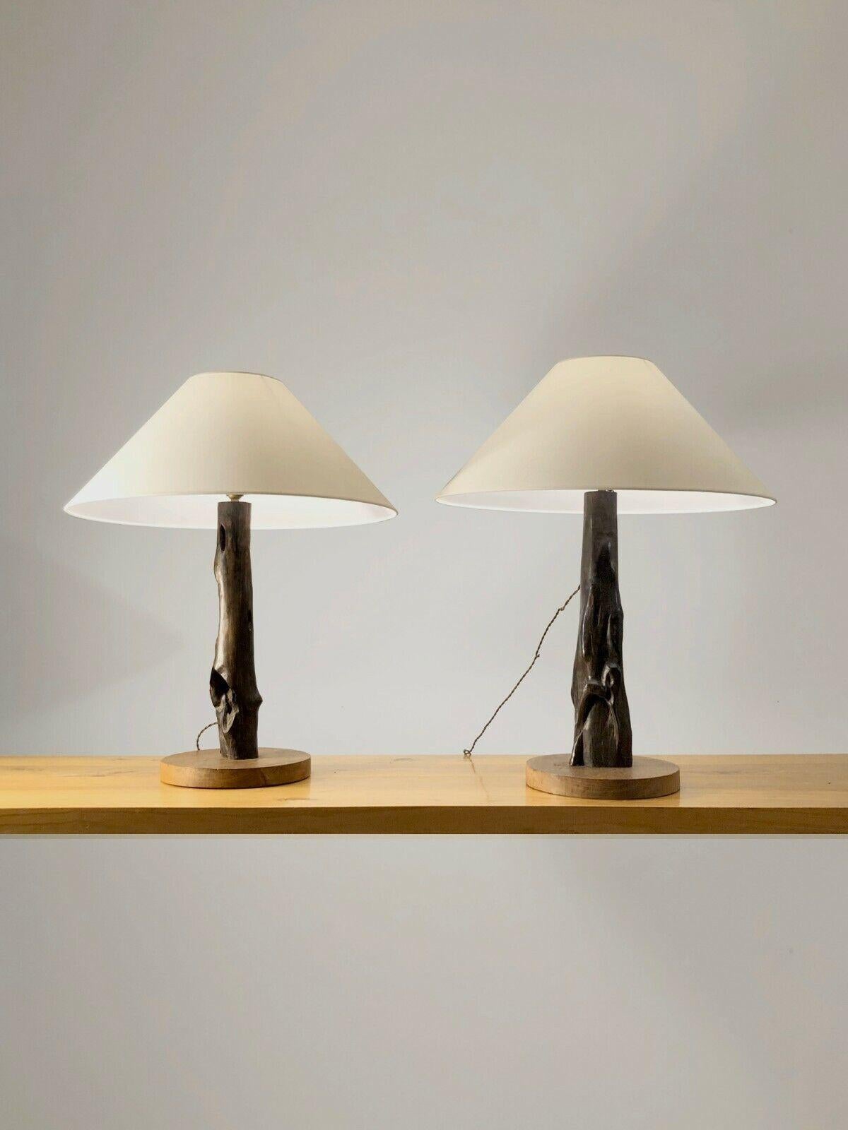 French A Pair of GIANT SCULPTURAL Wood TABLE LAMPS, NAKASHIMA NOLL Style, France, 1950 For Sale