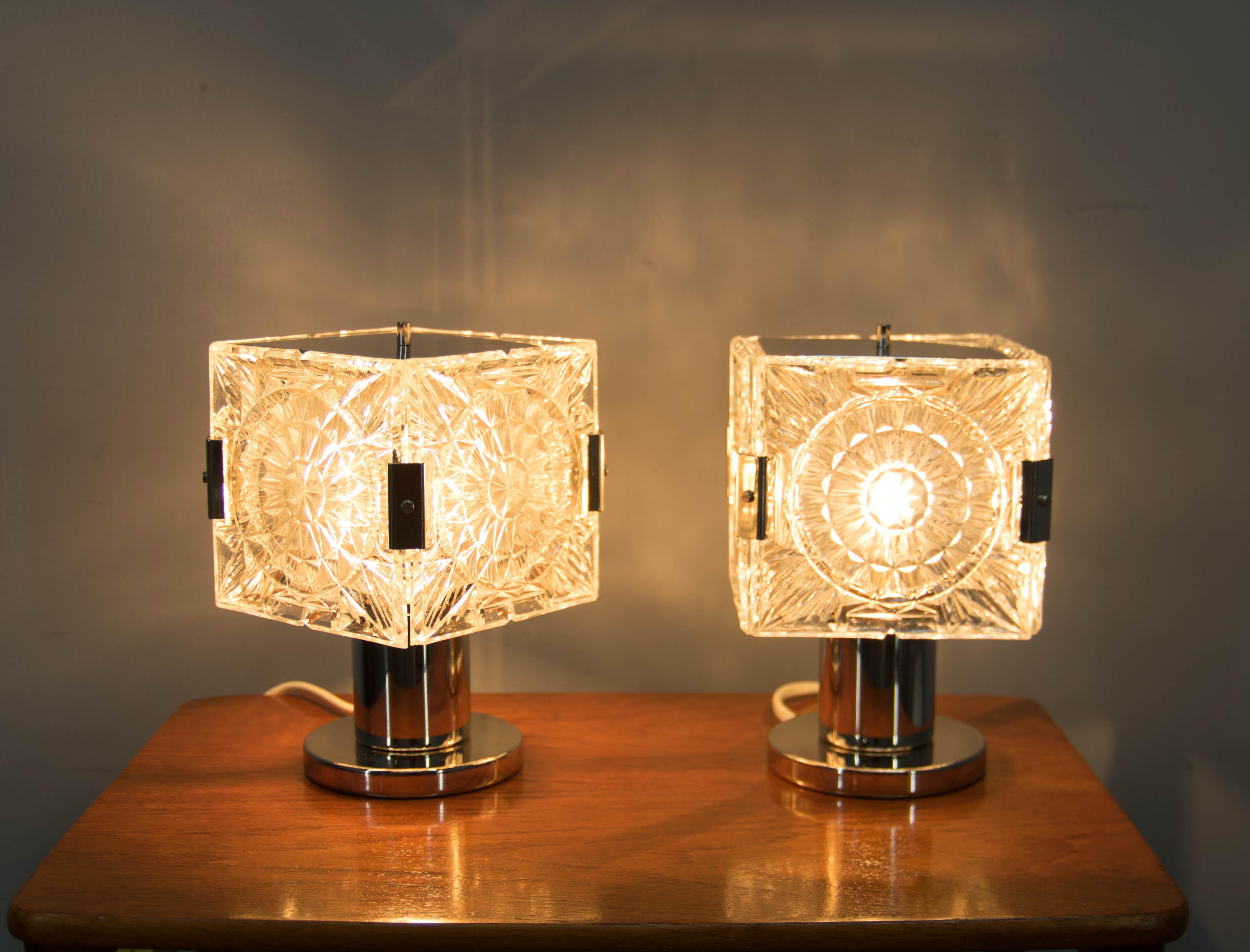 Mid-Century Modern Set of Two Table or Bedside Lamps by Kamenicky Senov, 1970s For Sale