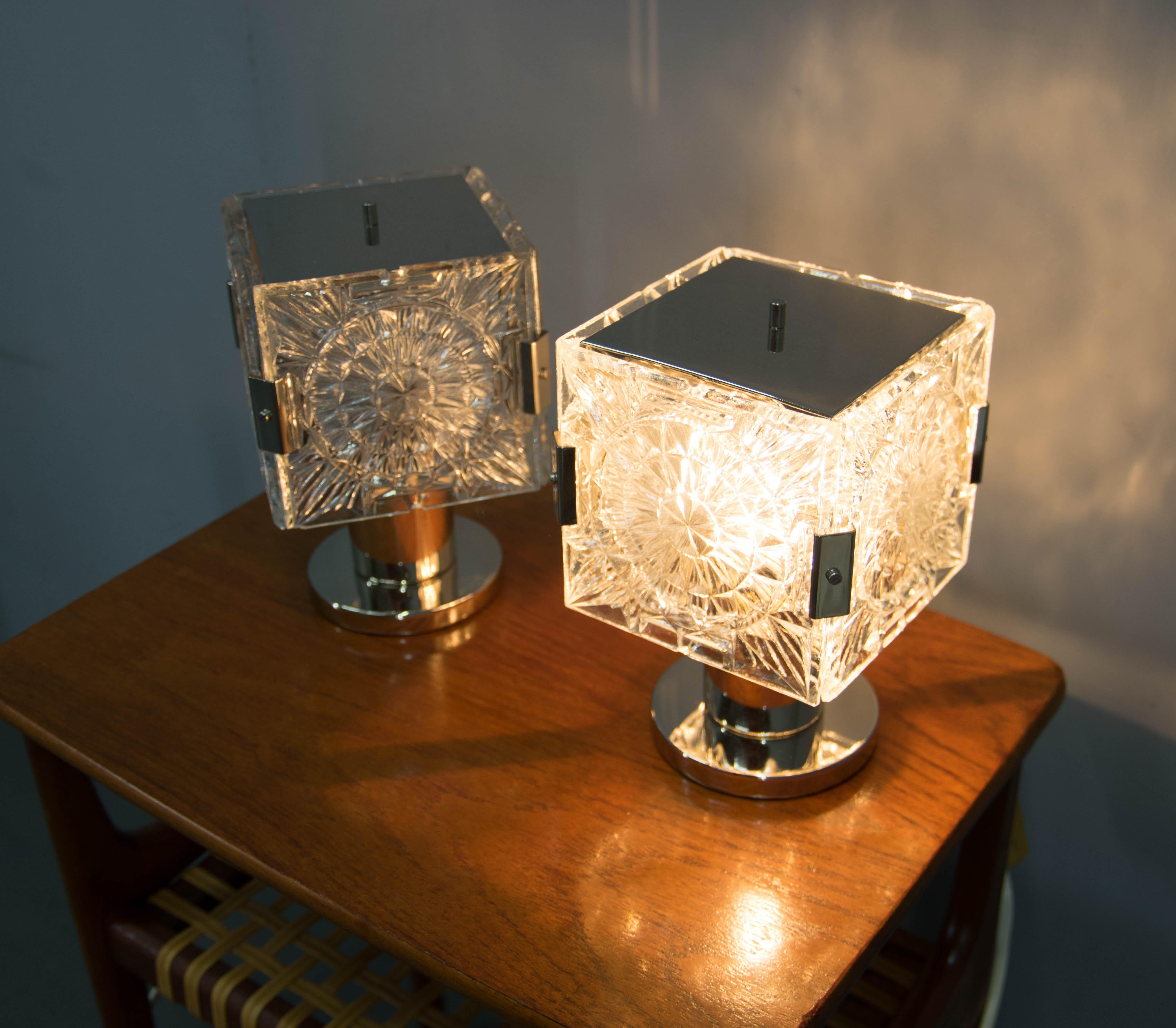 Czech Set of Two Table or Bedside Lamps by Kamenicky Senov, 1970s For Sale