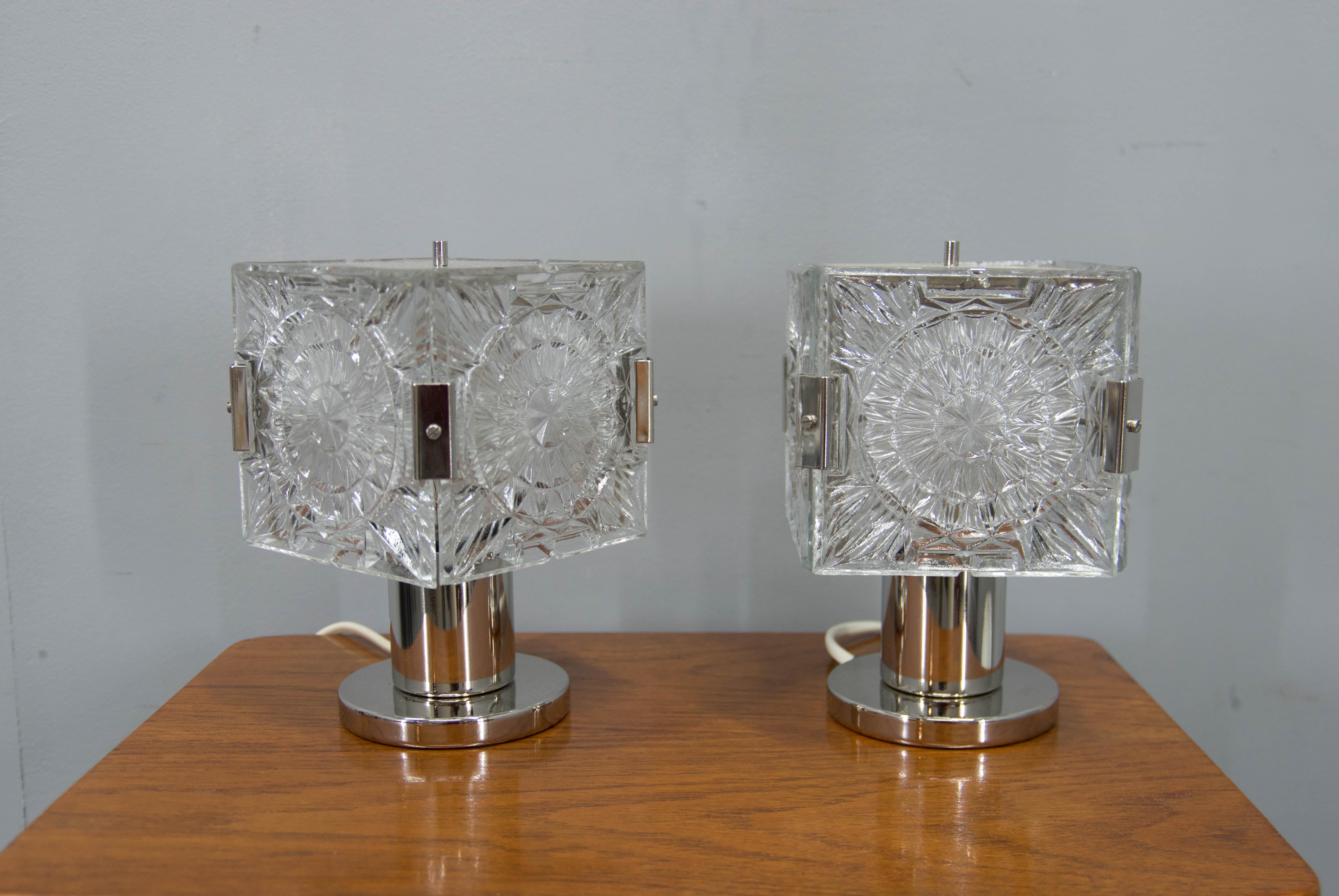 Set of Two Table or Bedside Lamps by Kamenicky Senov, 1970s In Good Condition For Sale In Praha, CZ