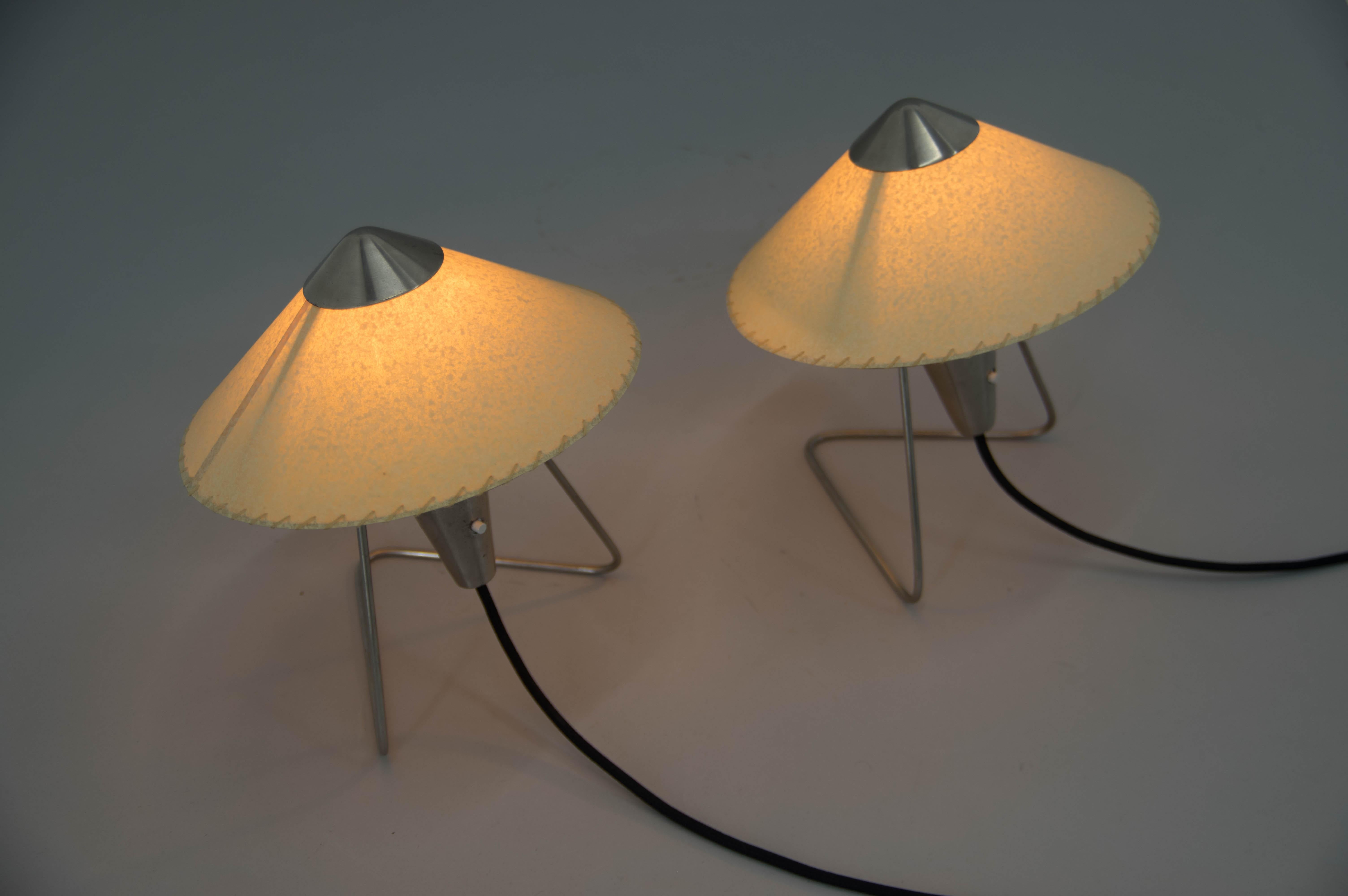 Mid-Century Modern Set of Two Table or Wall Lamps by Frantova for OKOLO, Czechoslovakia, 1950s