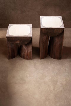 Set of Two Tacchini Bread Walnut and Maple Wood Side Tables by Faye Toogood