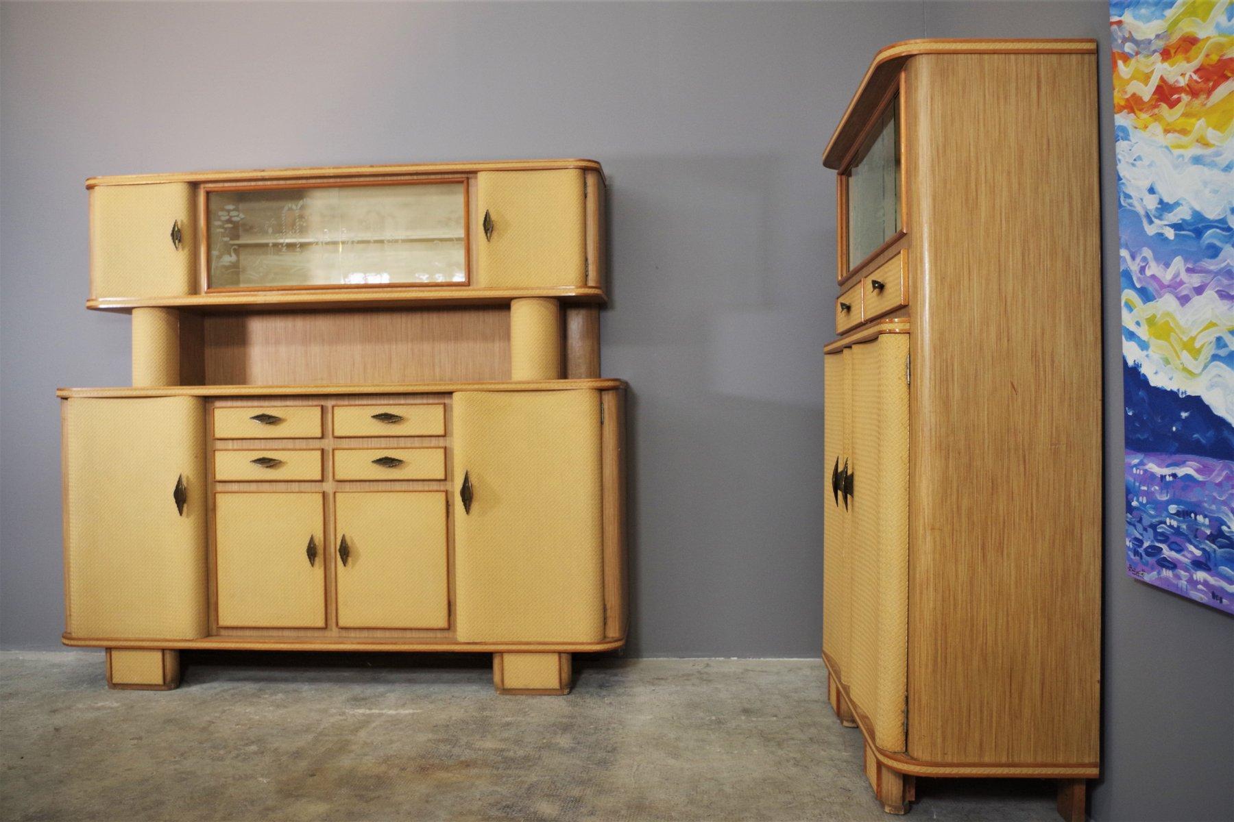 Set of Two Tall Beech Sideboards, 1950s – Mid-Century Elegance in vendita 10