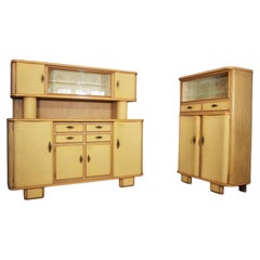 Set of Two Tall Beech Sideboards, 1950s - Mid-Century Elegance